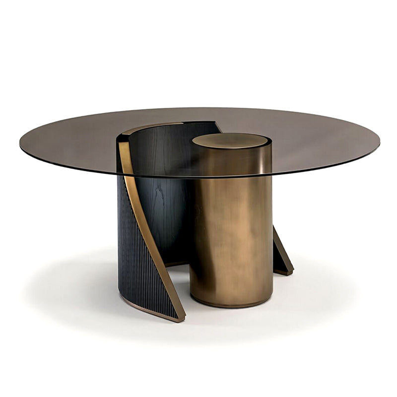 Hege Upscale Designer Art Stainless Steel Glass Round Dining Table