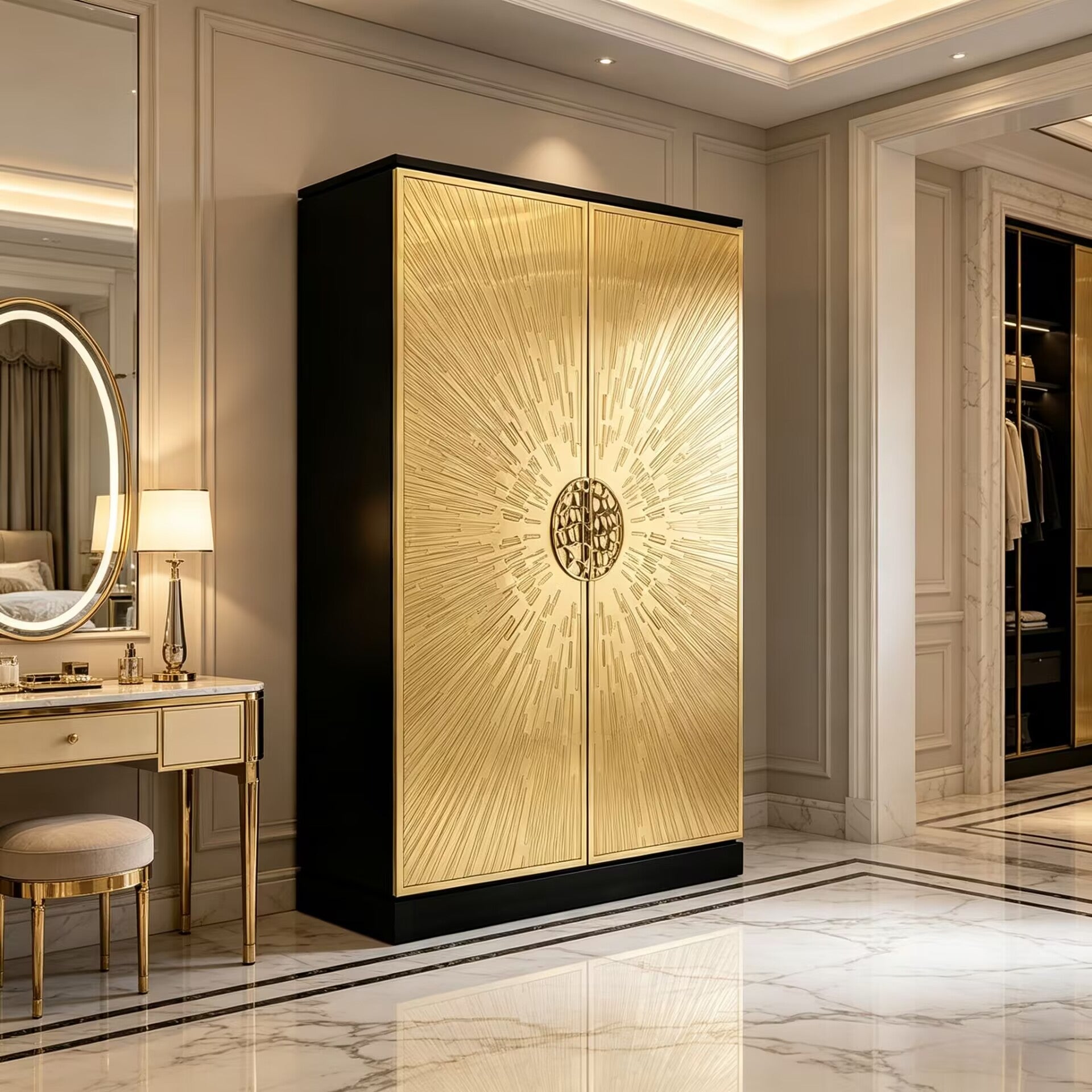 Heive High-End Brass Creativity Solid Wood Customize Wardrobe