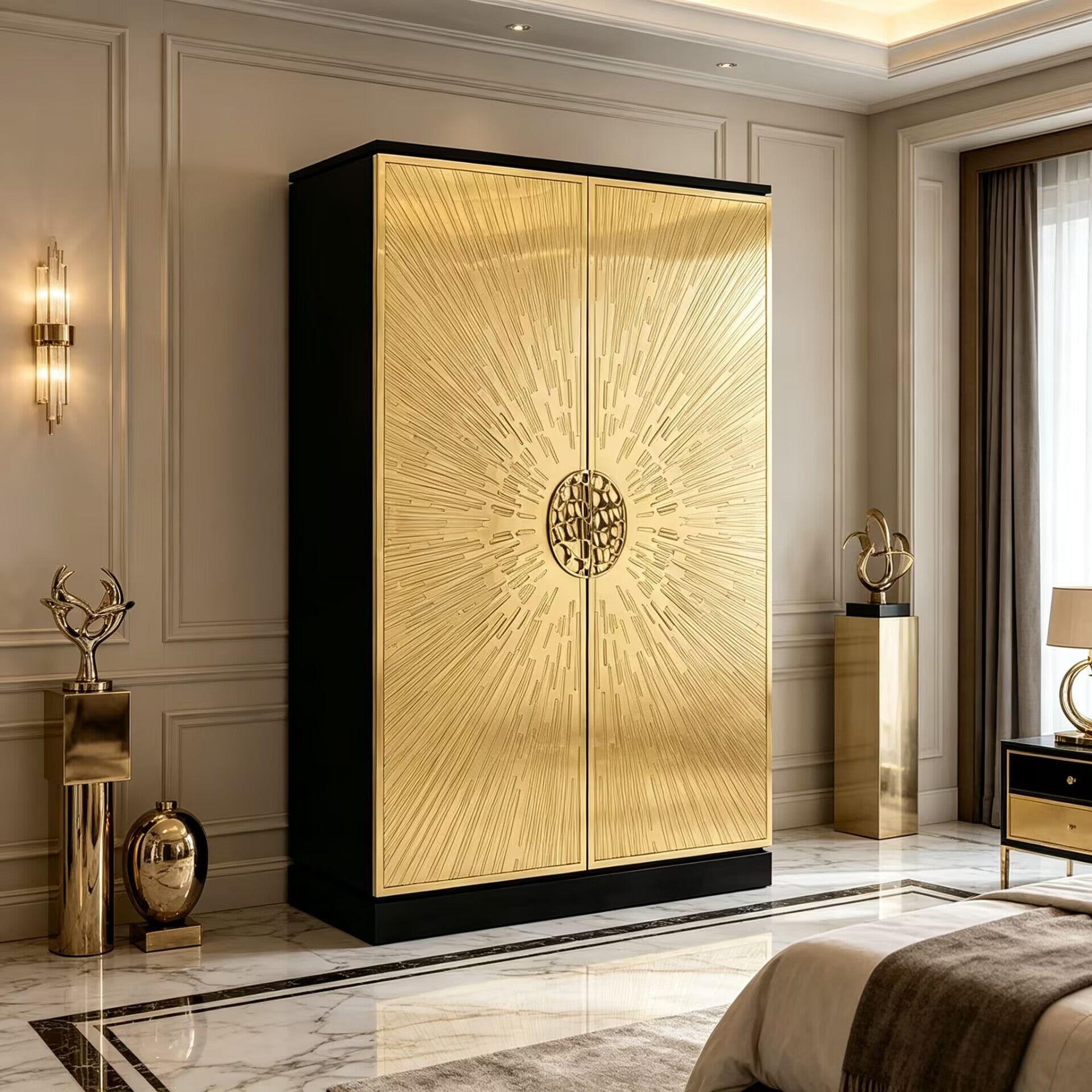 Heive High-End Brass Creativity Solid Wood Customize Wardrobe
