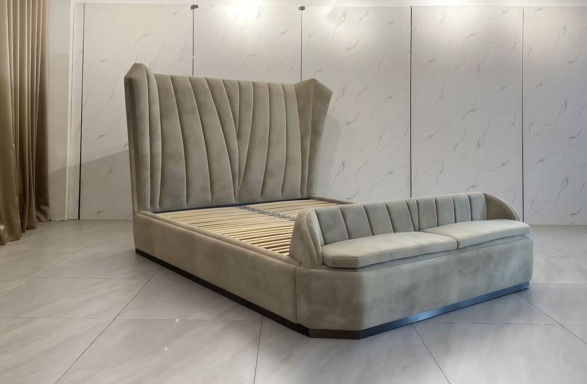 Hemigway Villa Bedroom High-End Minimalism Fabric Double Bed