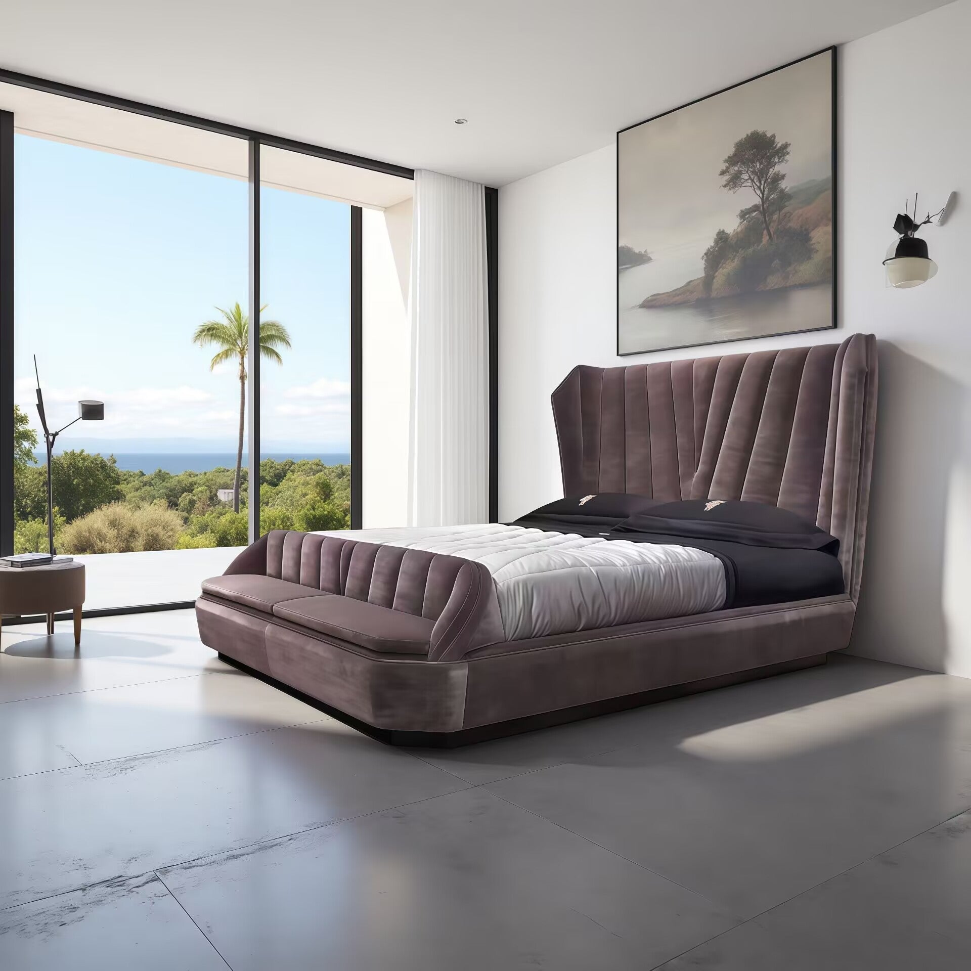 Hemigway Villa Bedroom High-End Minimalism Fabric Double Bed