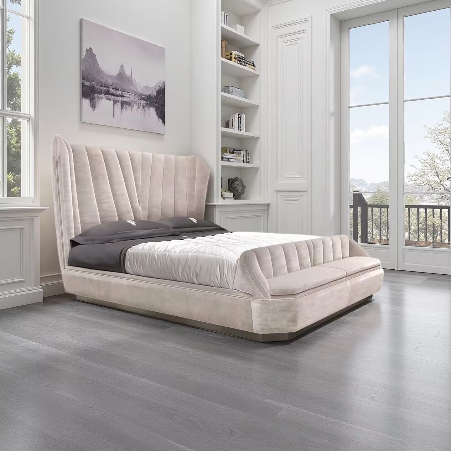 Hemigway Villa Bedroom High-End Minimalism Fabric Double Bed