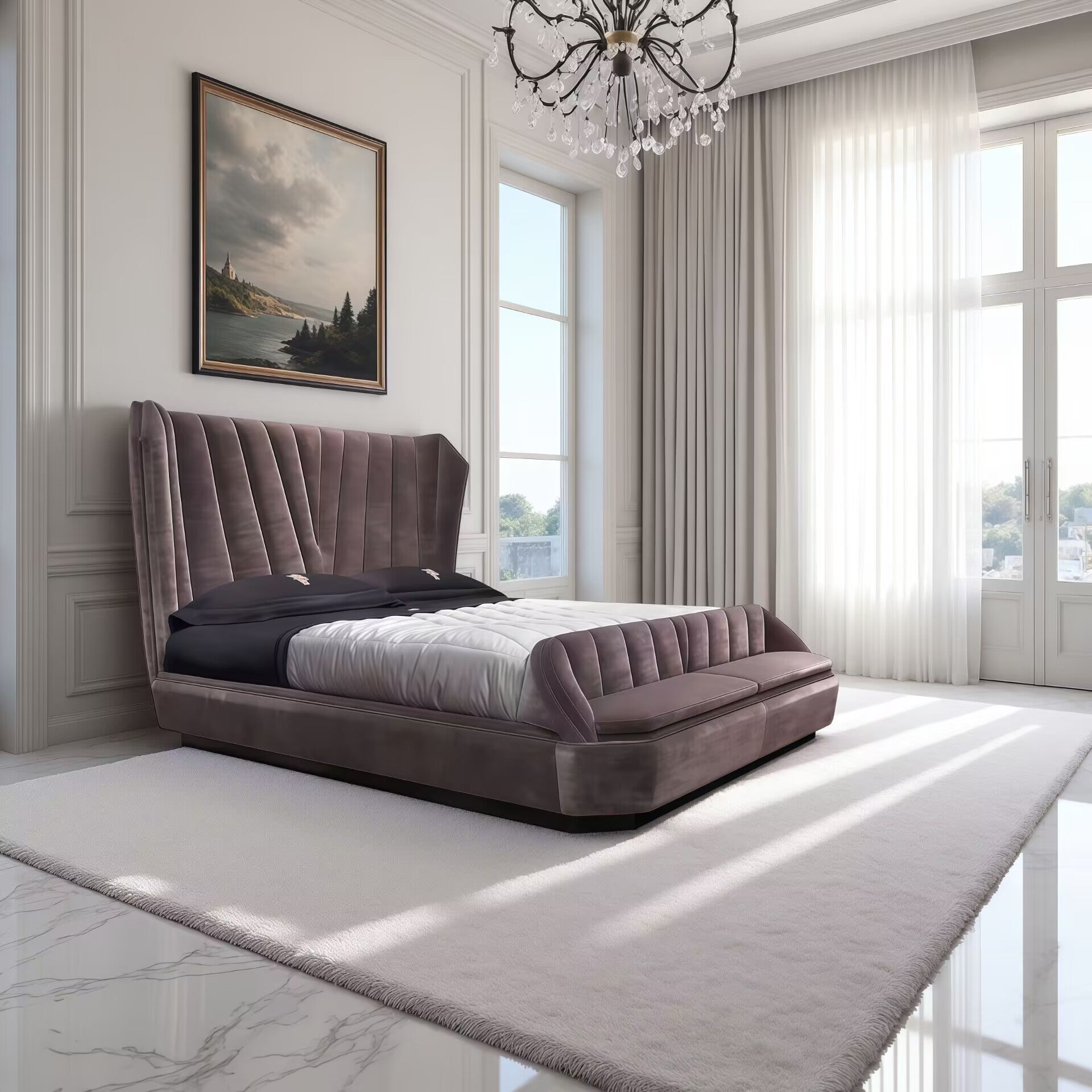 Hemigway Villa Bedroom High-End Minimalism Fabric Double Bed