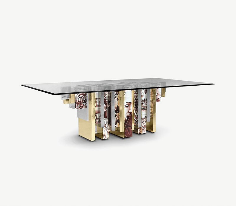 HERITAGE SEPIA DINING TABLE ART HAND-PAINTED FURNITURE