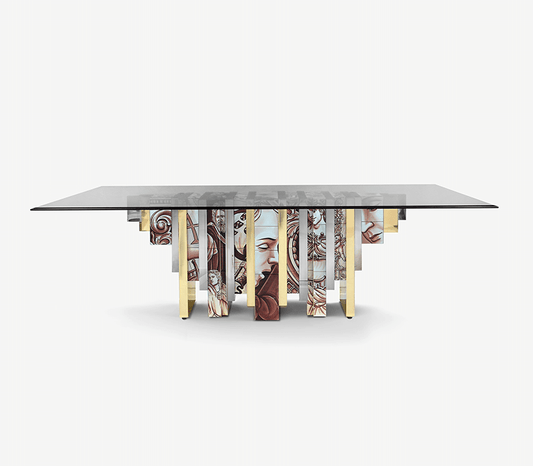 HERITAGE SEPIA DINING TABLE ART HAND-PAINTED FURNITURE