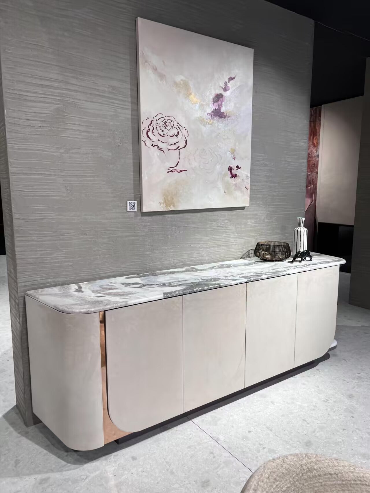 Hold Italian Upscale Solid Wood Creativity Marble Glass Sideboard