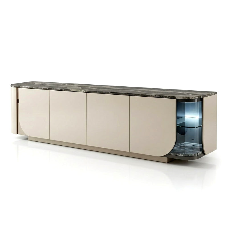 Hold Italian Upscale Solid Wood Creativity Marble Glass Sideboard
