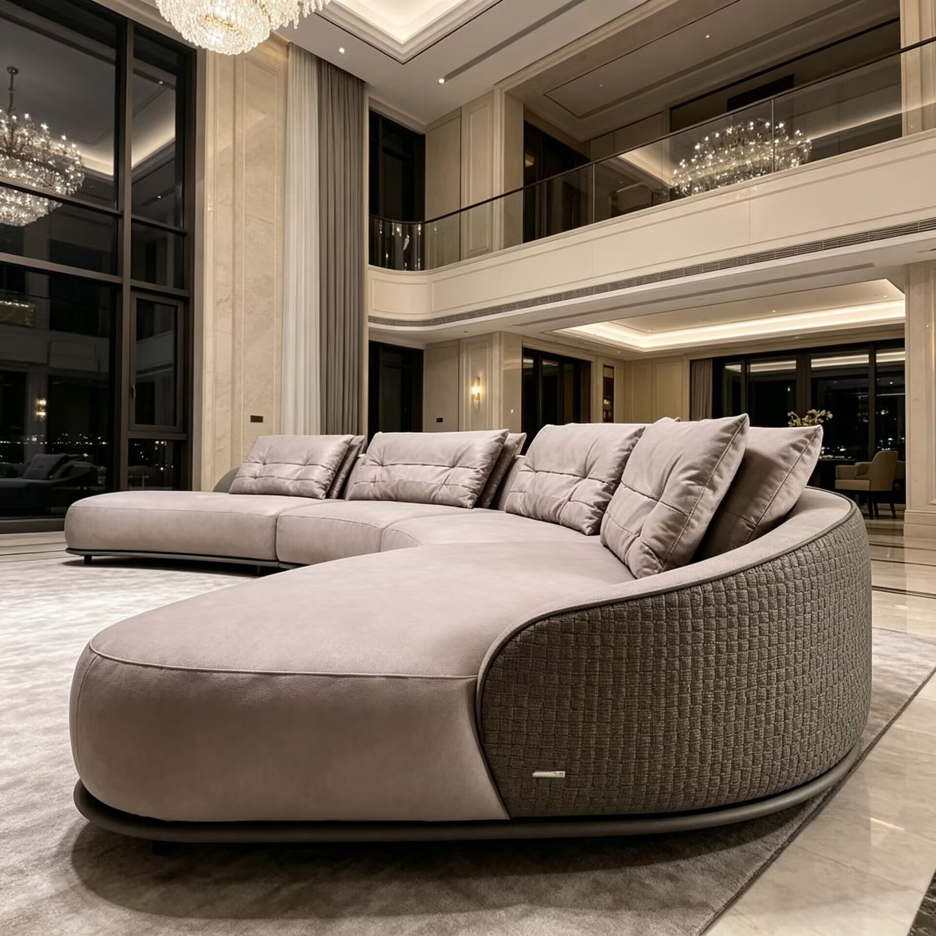 Holden Minimalism Art Arc Genuine Leather Combination Sofa