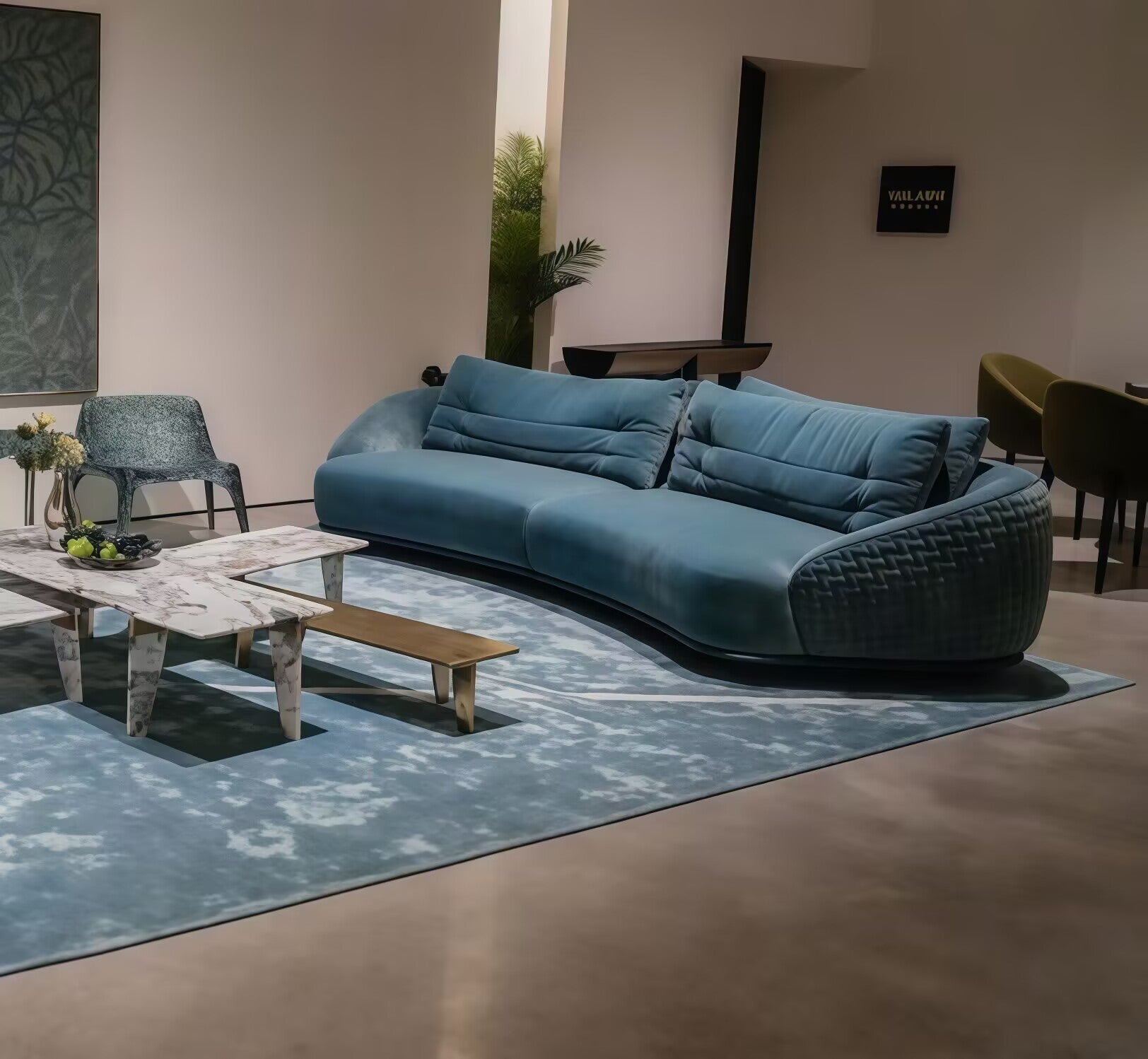 Holden Living Room High-End Designer Creative Fabric Curved Sofa