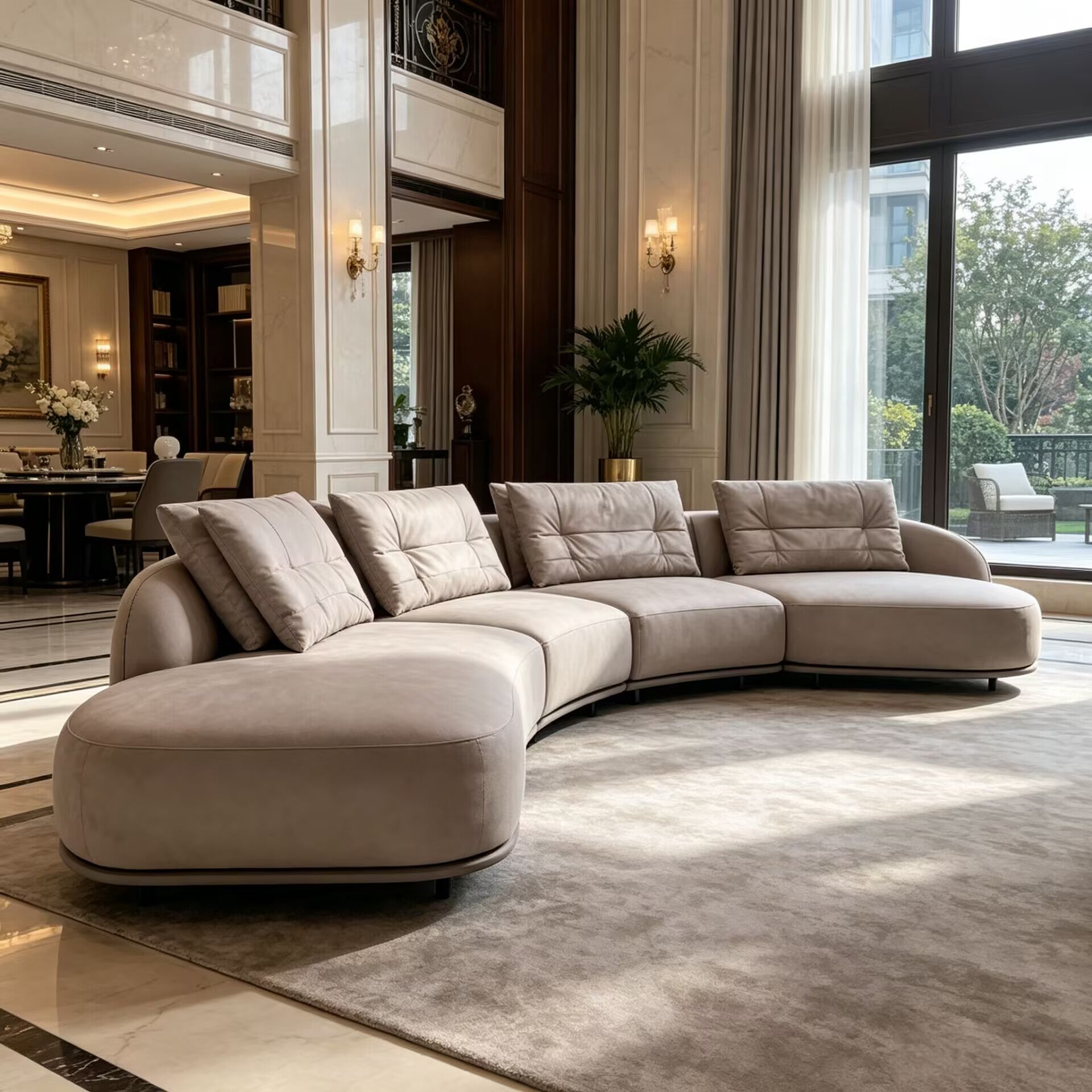 Holden Minimalism Art Arc Genuine Leather Combination Sofa