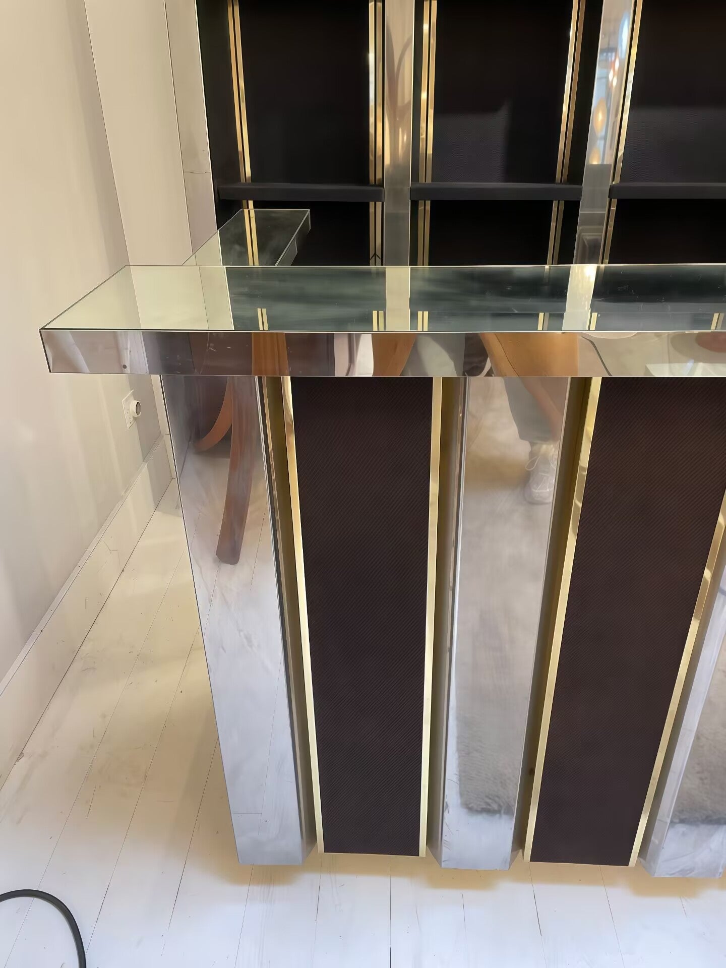 Hollywood Regency Artistic High-End Stainless Steel Bar Counter