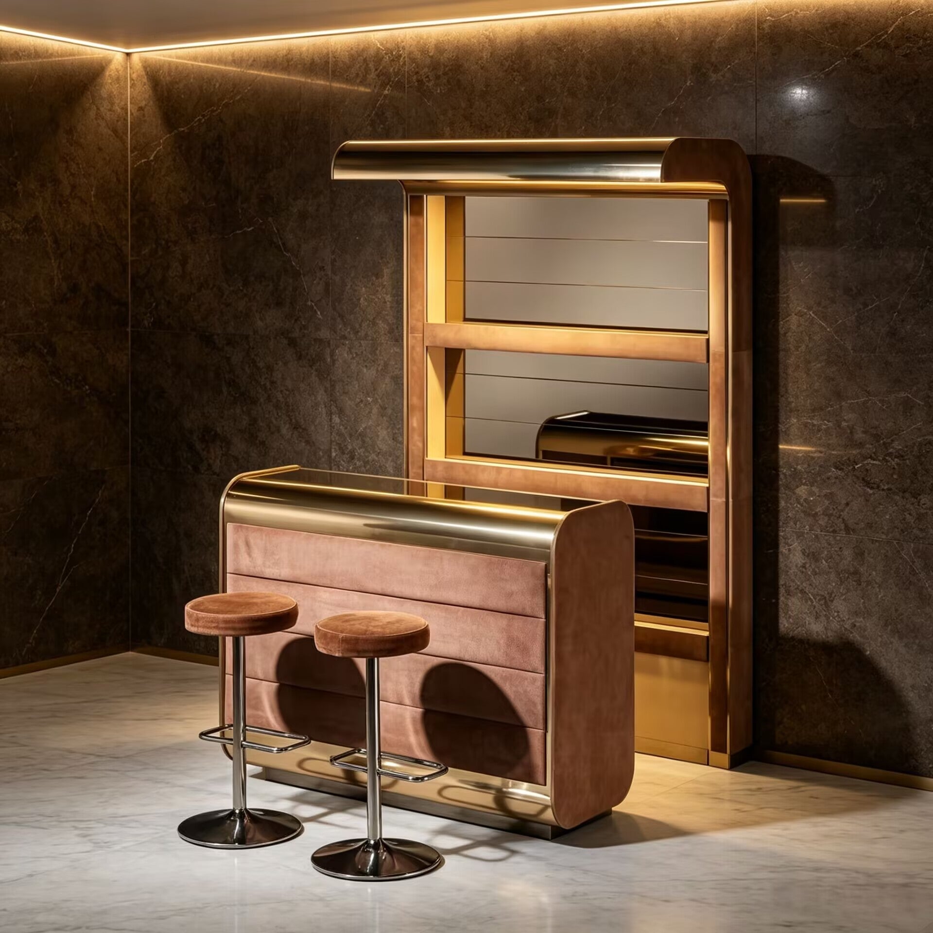 Holywood Regency Luxury Minimalist Solid Wood Customize Bar Counter