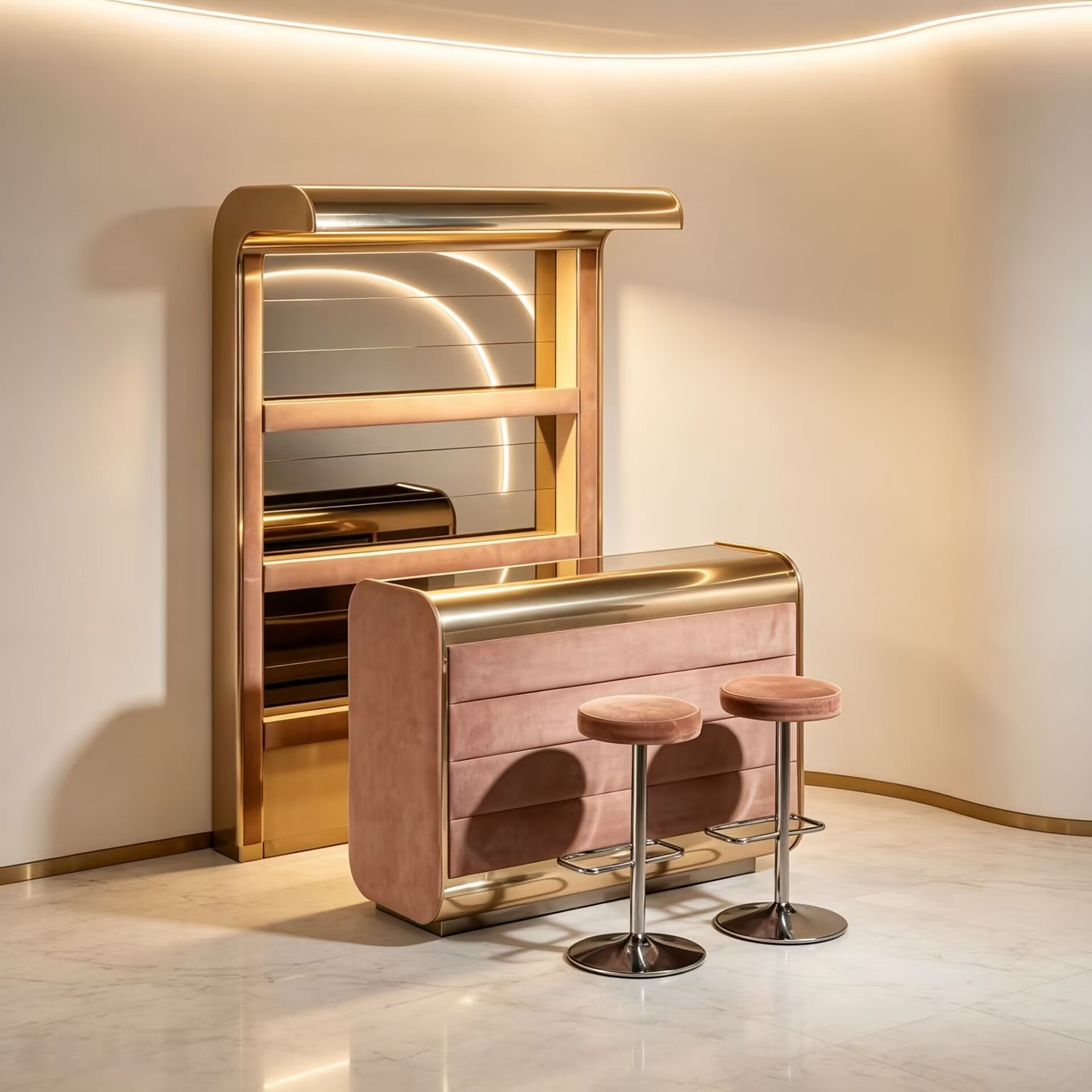 Holywood Regency Luxury Minimalist Solid Wood Customize Bar Counter