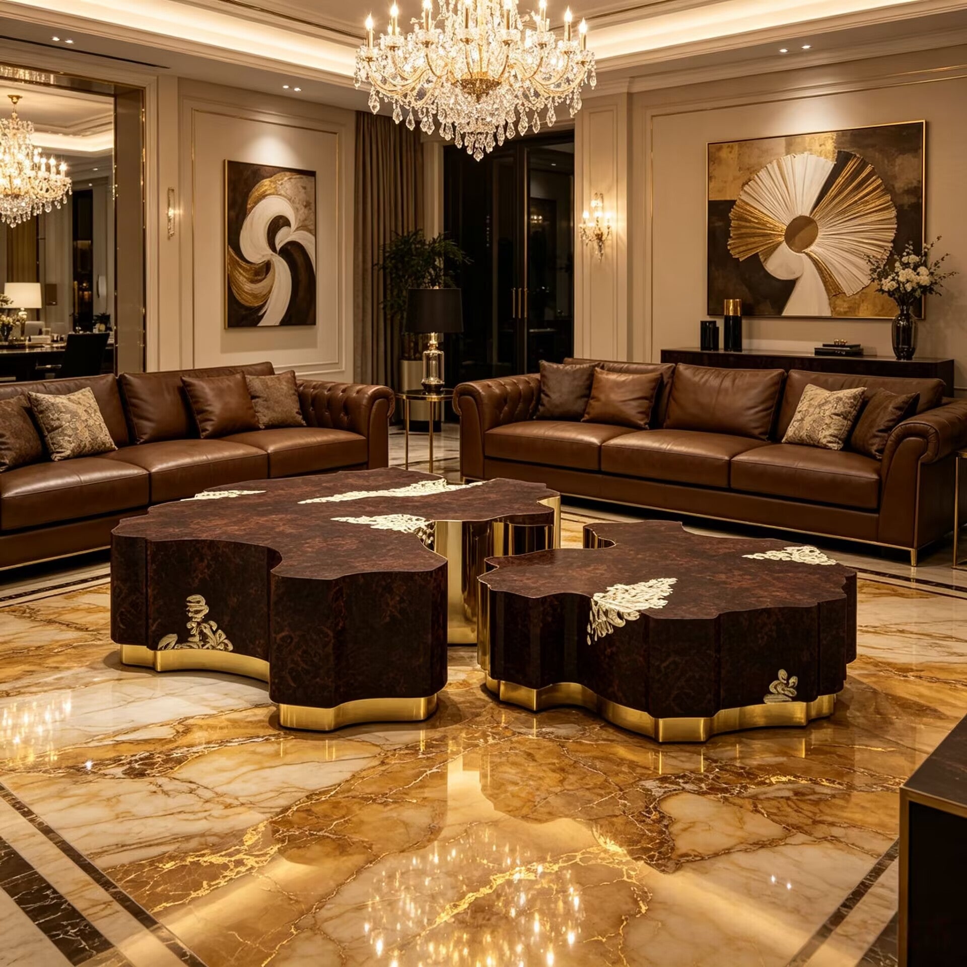 Horizon Luxurious Living Room Irregular Art Solid Wood Coffee Table