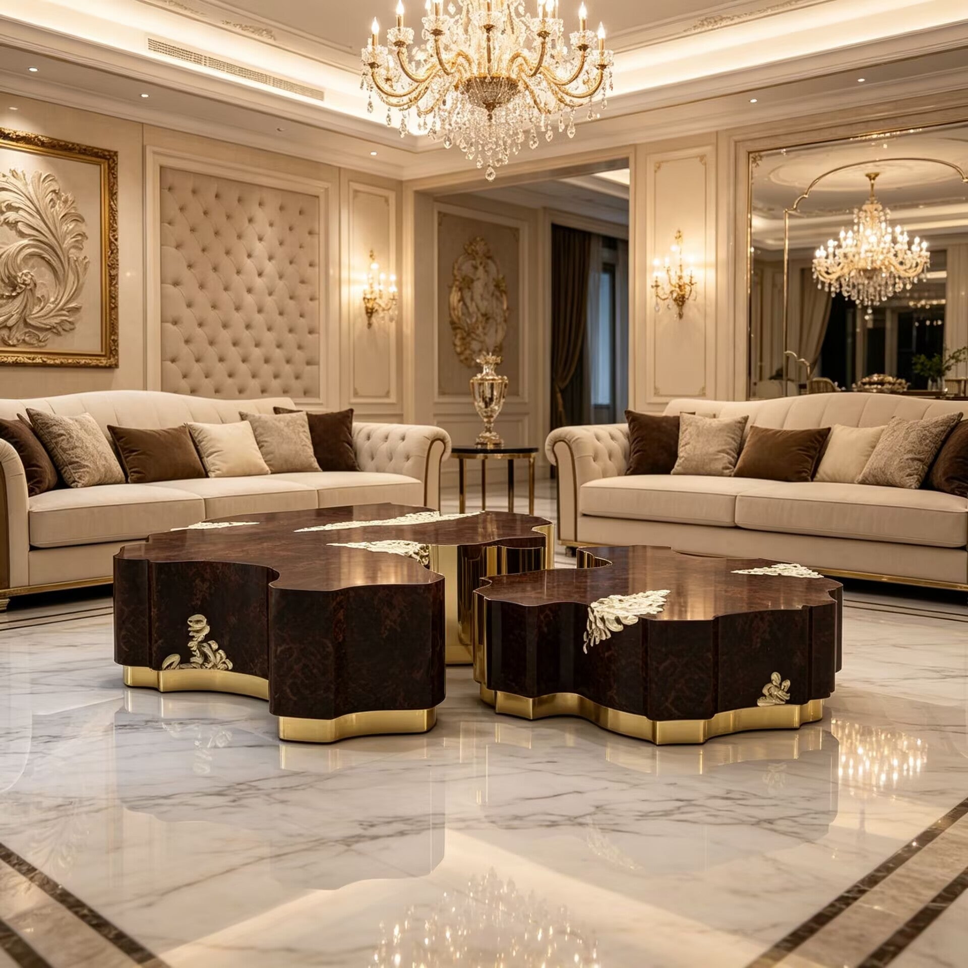 Horizon Luxurious Living Room Irregular Art Solid Wood Coffee Table
