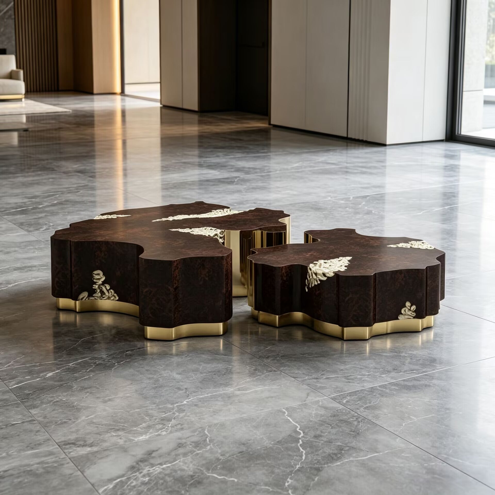 Horizon Luxurious Living Room Irregular Art Solid Wood Coffee Table