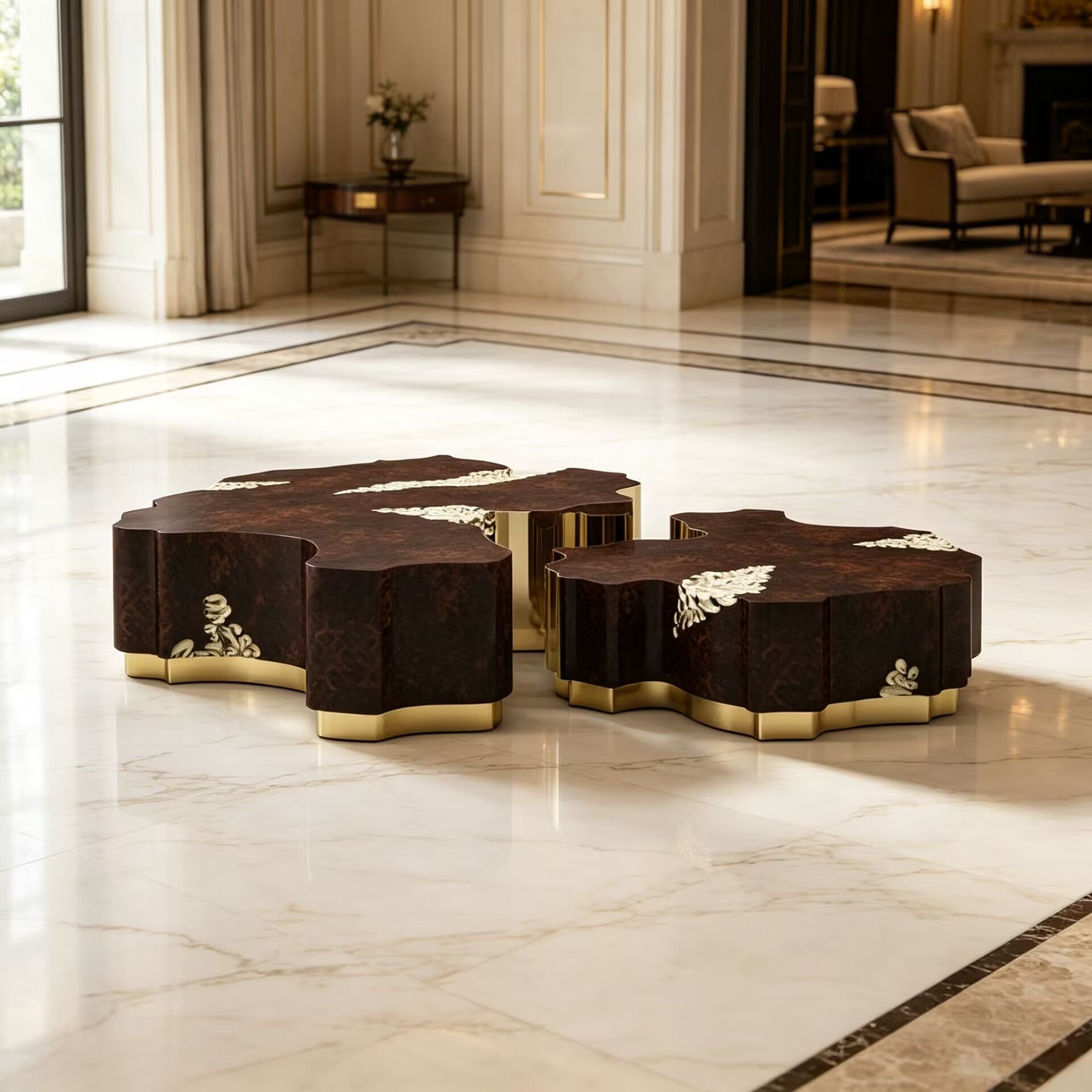 Horizon Luxurious Living Room Irregular Art Solid Wood Coffee Table