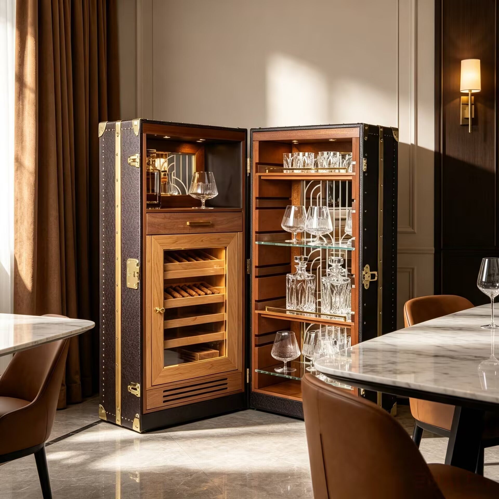 Humidor High-End Creativity Standing Solid Wood Wine Cabinet