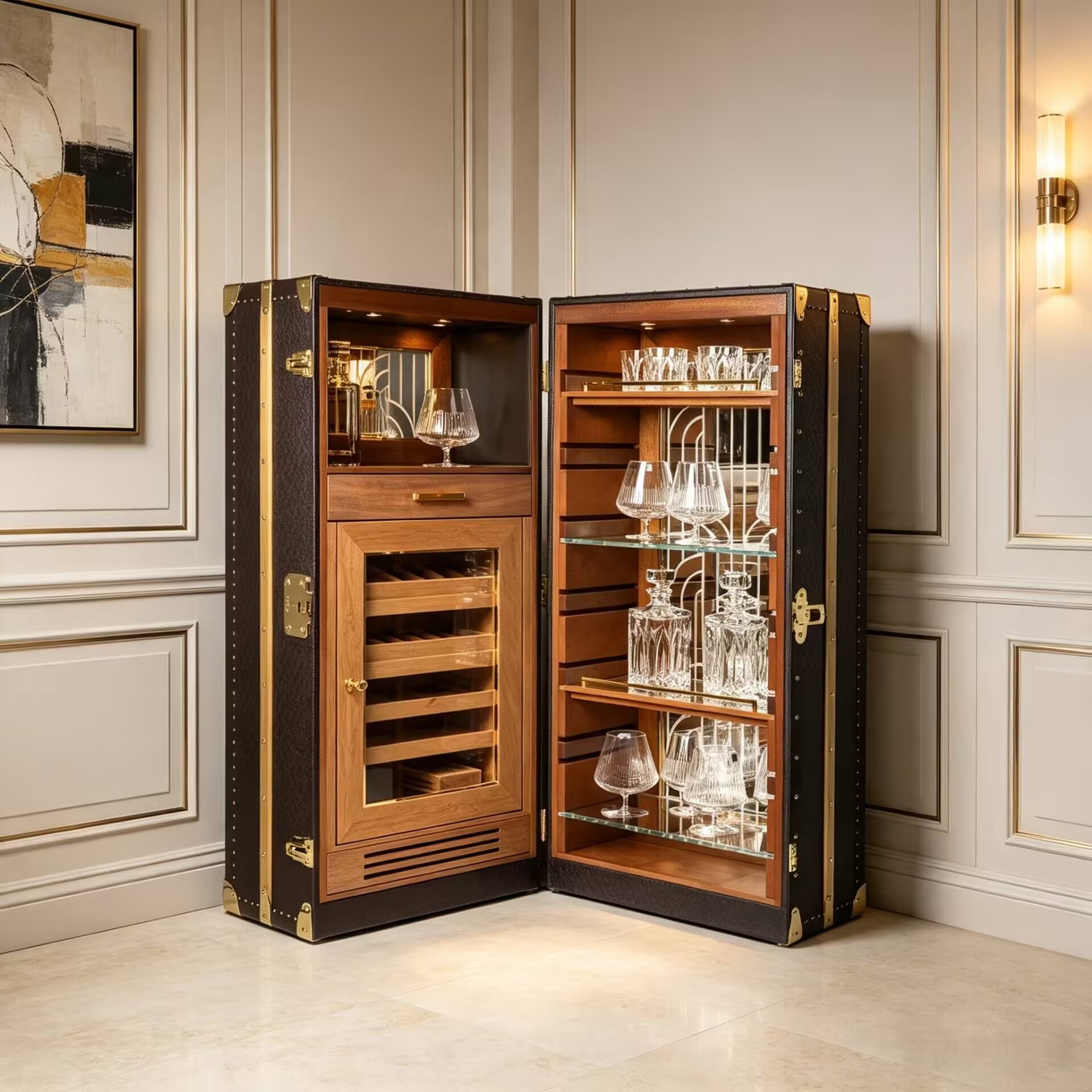 Humidor High-End Creativity Standing Solid Wood Wine Cabinet