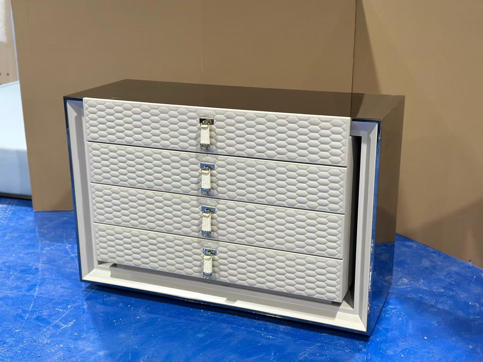 Hyde Park Artistic Stainless Steel Solid Wood Storage Cabinet