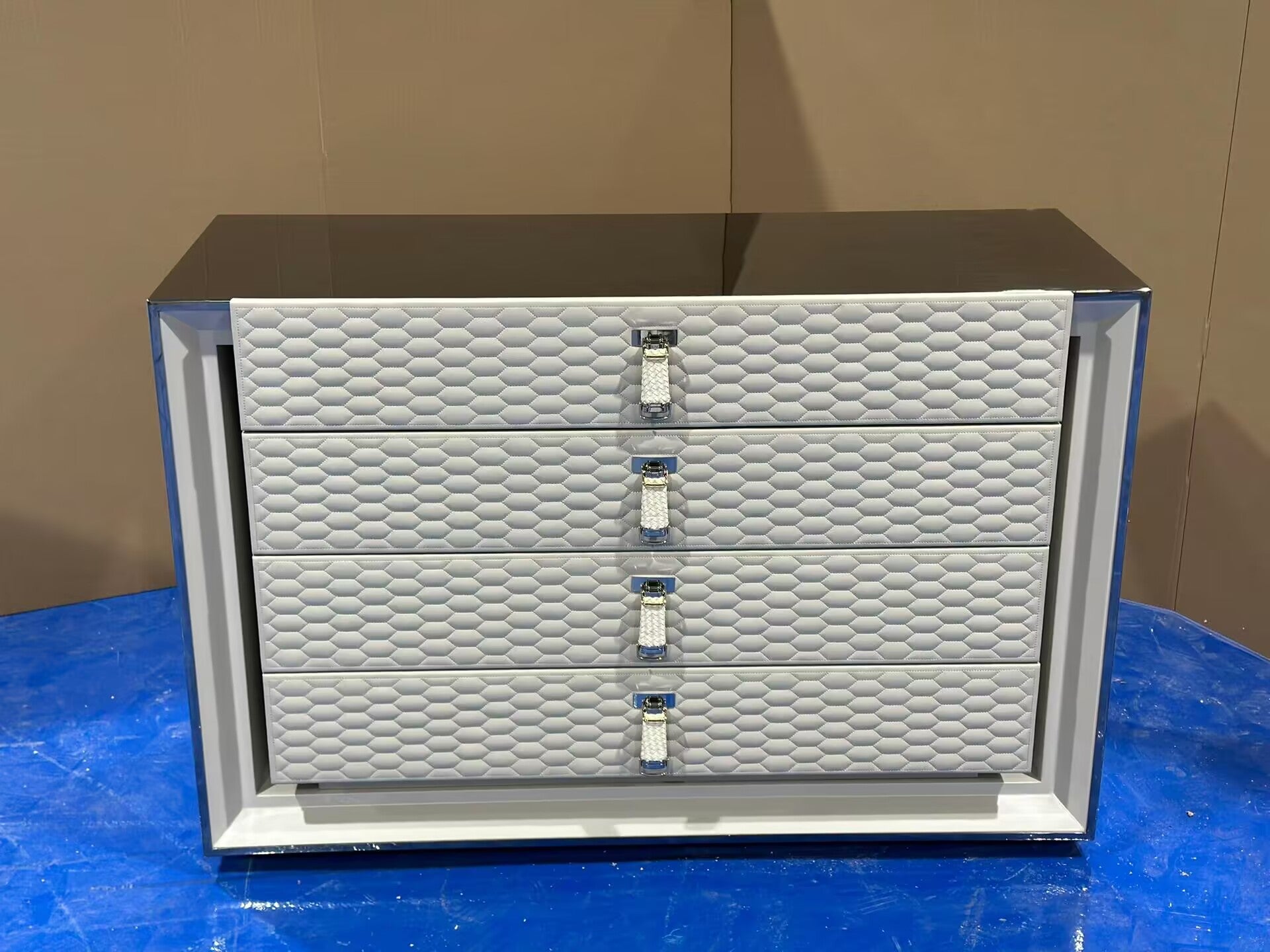 Hyde Park Artistic Stainless Steel Solid Wood Storage Cabinet