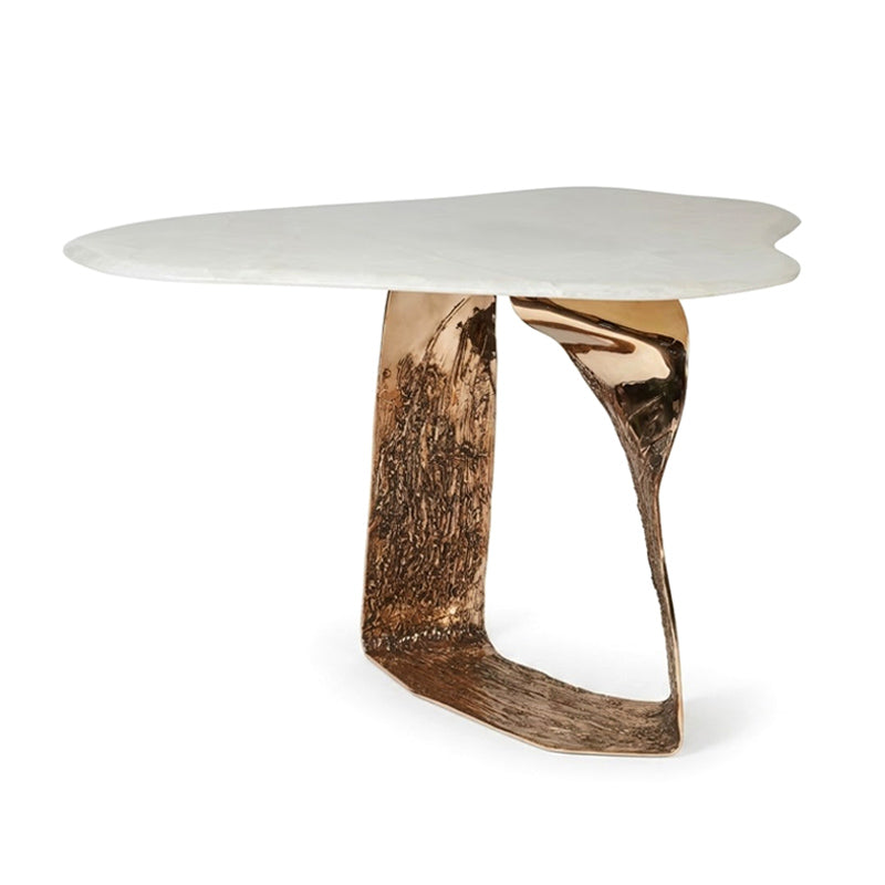 Idana Modern Designer Stainless Steel Art Marble Side Table