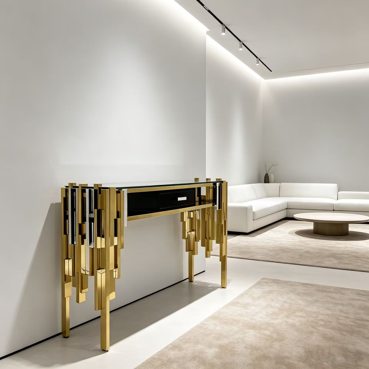 Illusion High-End Designer Glass Creativity Metal Customize Console