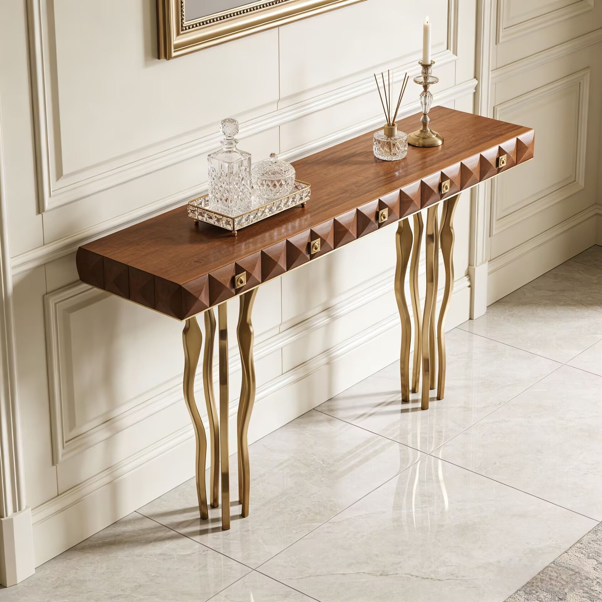 Il Pezzo 10 Villa Corridor Designer Artistic Metal Solid Wood Console
