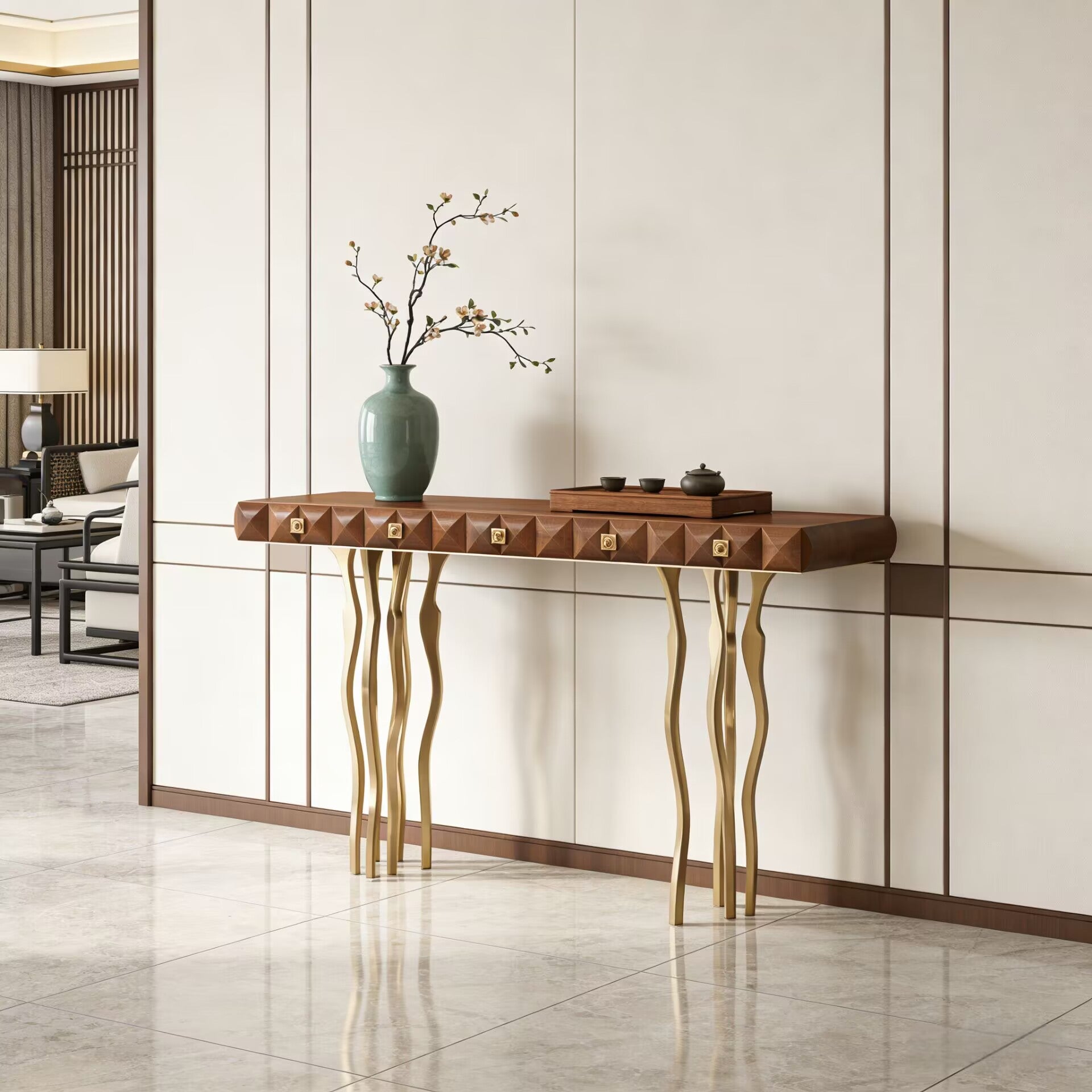 Il Pezzo 10 Villa Corridor Designer Artistic Metal Solid Wood Console