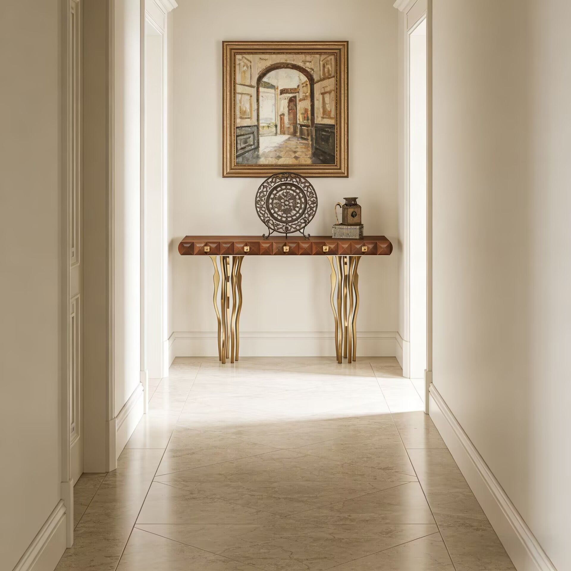 Il Pezzo 10 Villa Corridor Designer Artistic Metal Solid Wood Console