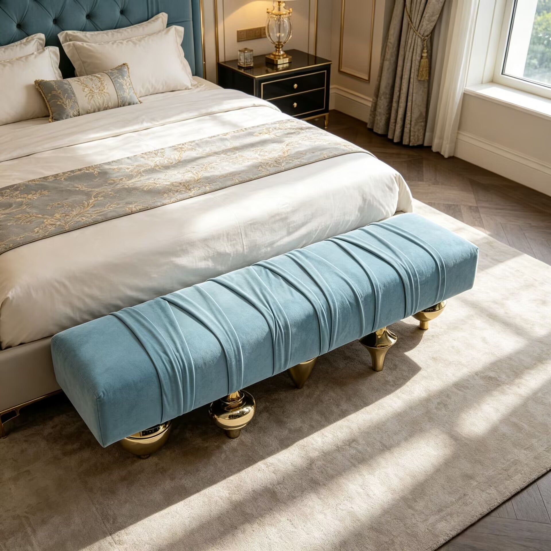 Il Pezzo 1 Modern Minimalism Designer Fabric Metal Bed End Bench