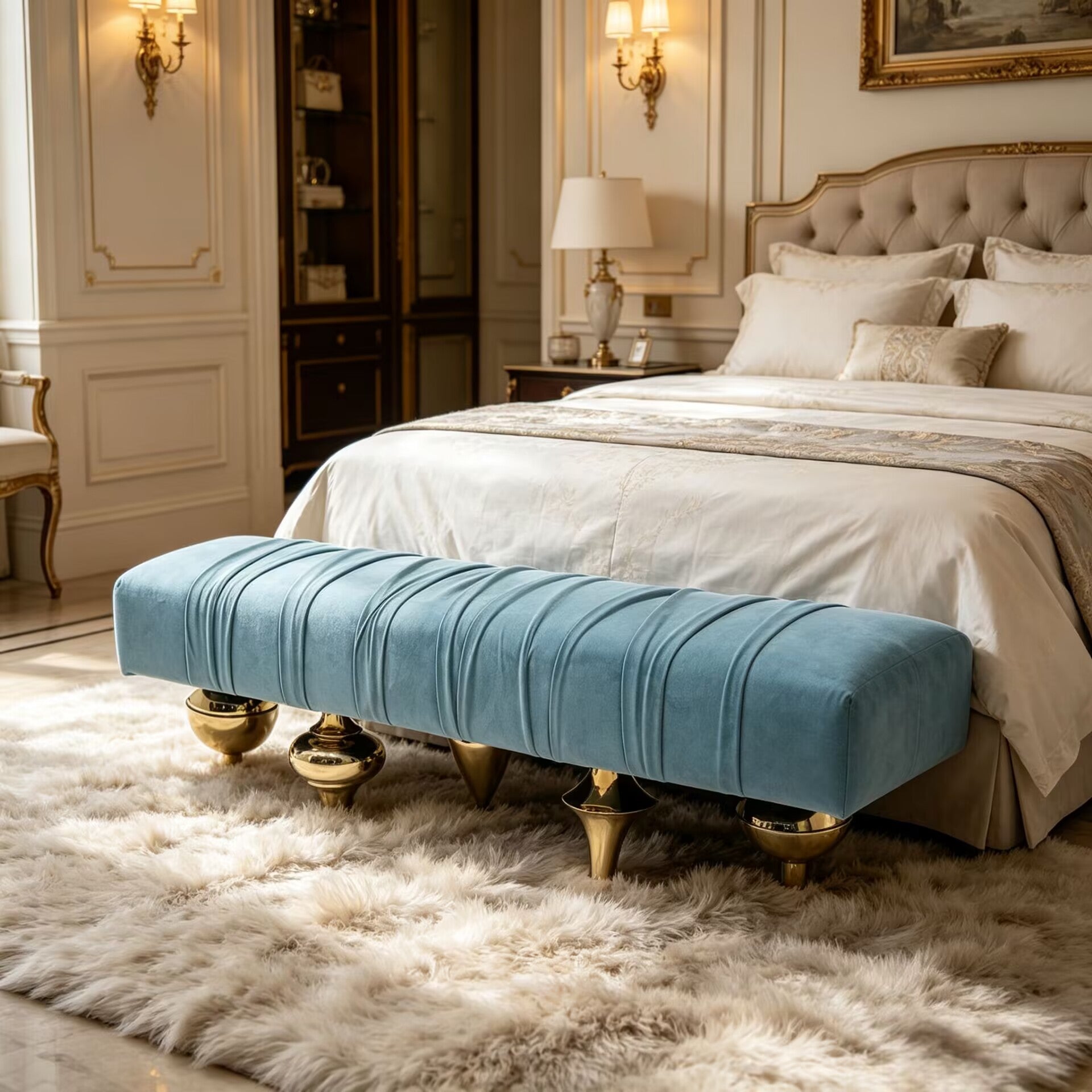 Il Pezzo 1 Modern Minimalism Designer Fabric Metal Bed End Bench