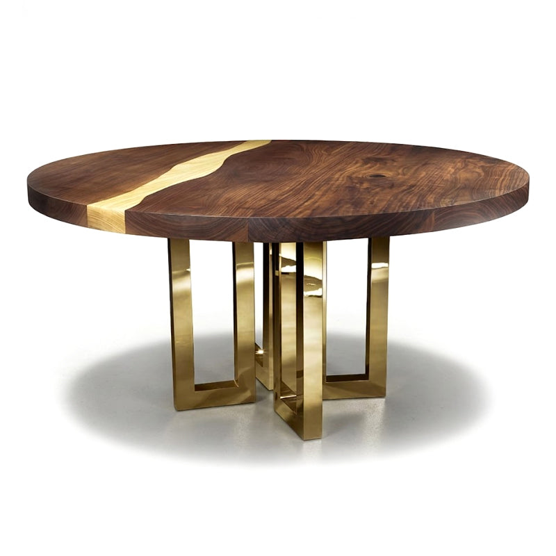 Il Pezzo 6 Luxurious Stainless Steel Solid Wood Round Dining Table