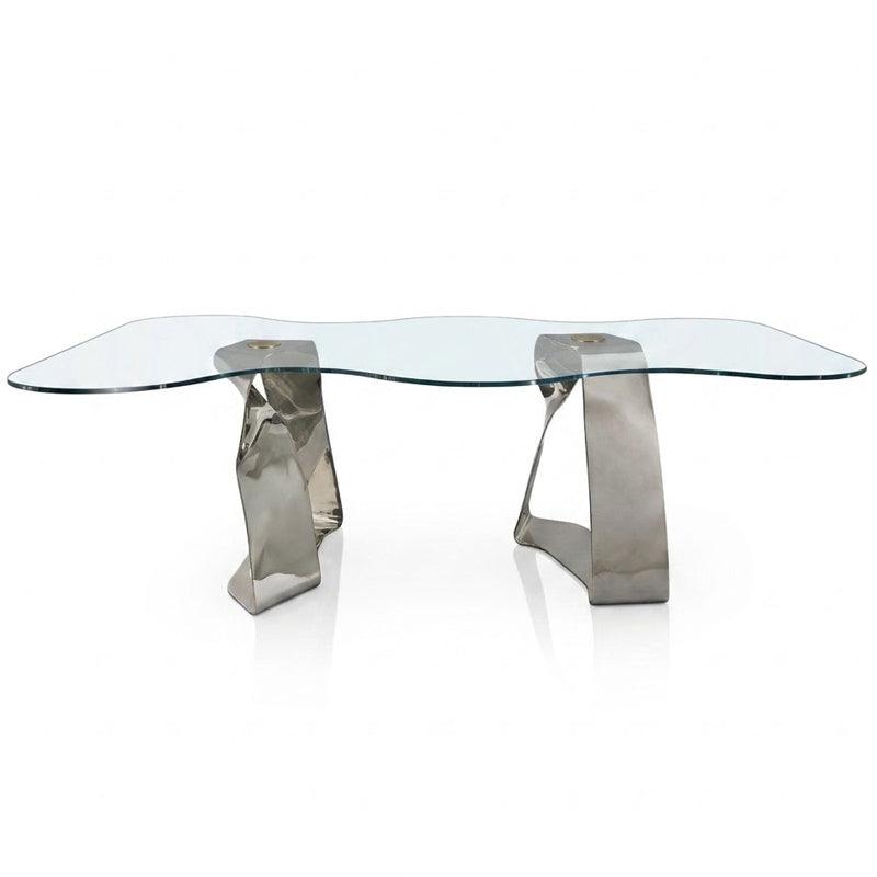 Intrigo Minimalism Stainless Steel Irregular Creativity Glass Dining Table
