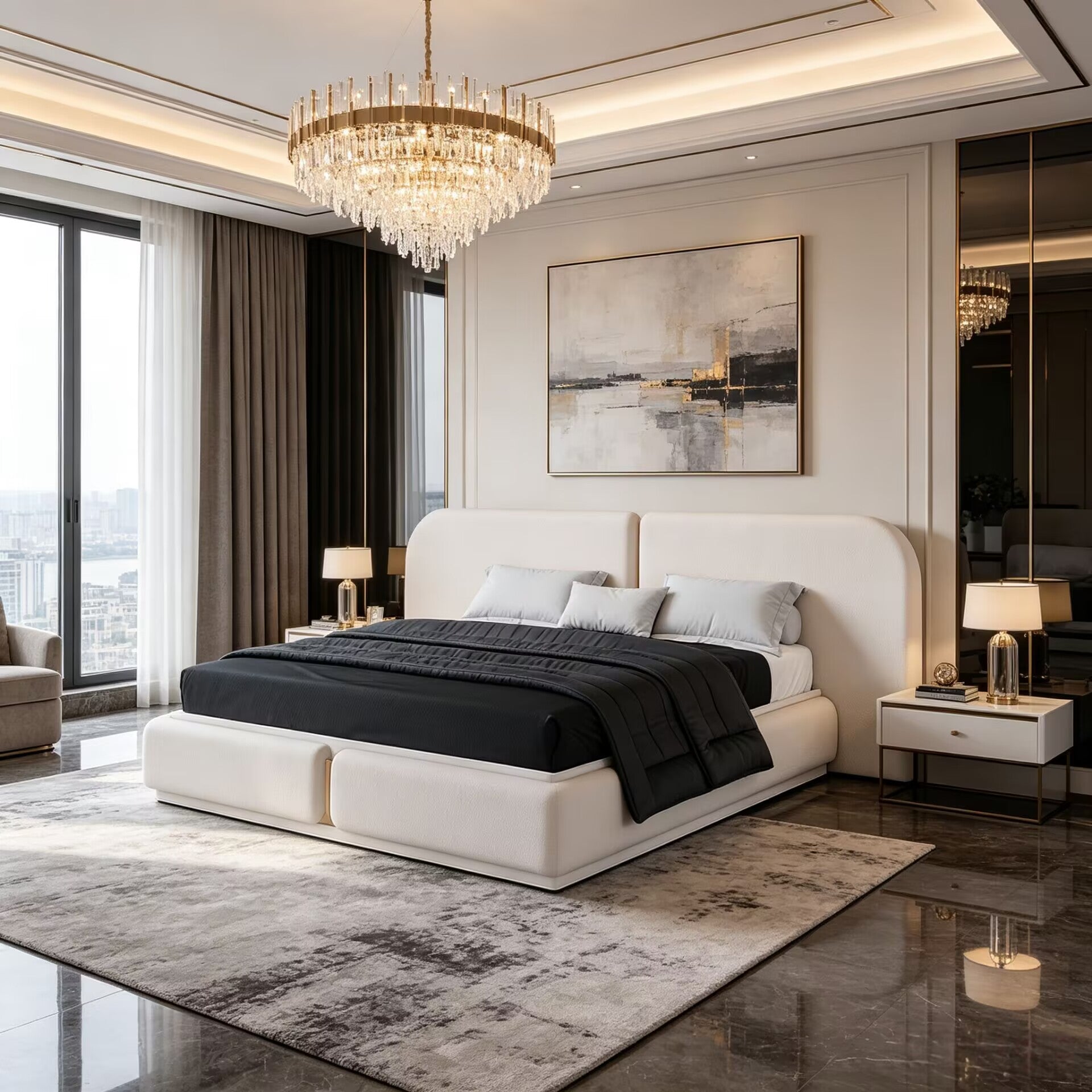Isadora Modern Minimalist Villa Bedroom High-End Widescreen Bed