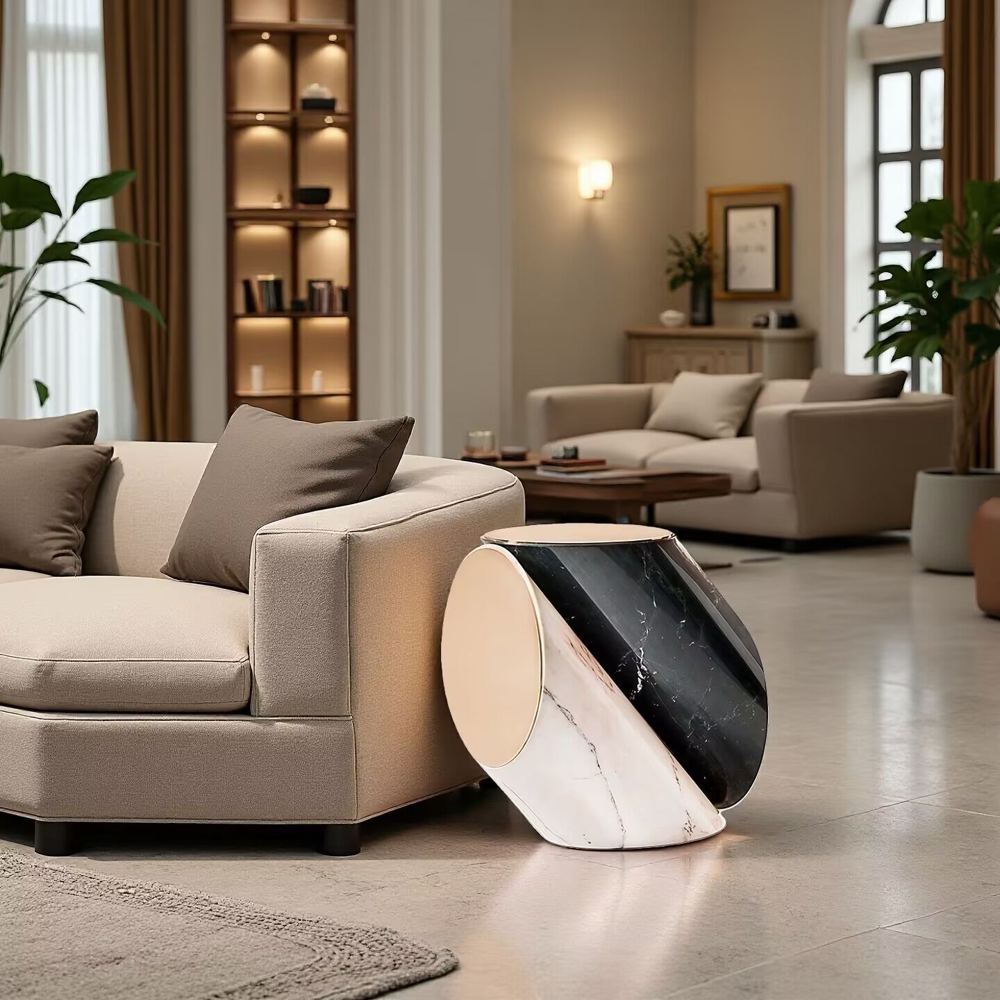 Jacoby High End Designer Metal Artistic Marble Commission Side Table