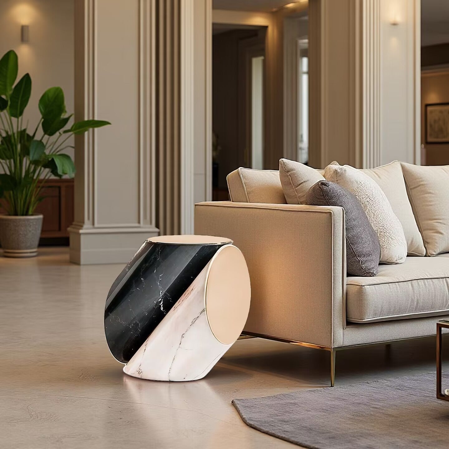 Jacoby High End Designer Metal Artistic Marble Commission Side Table