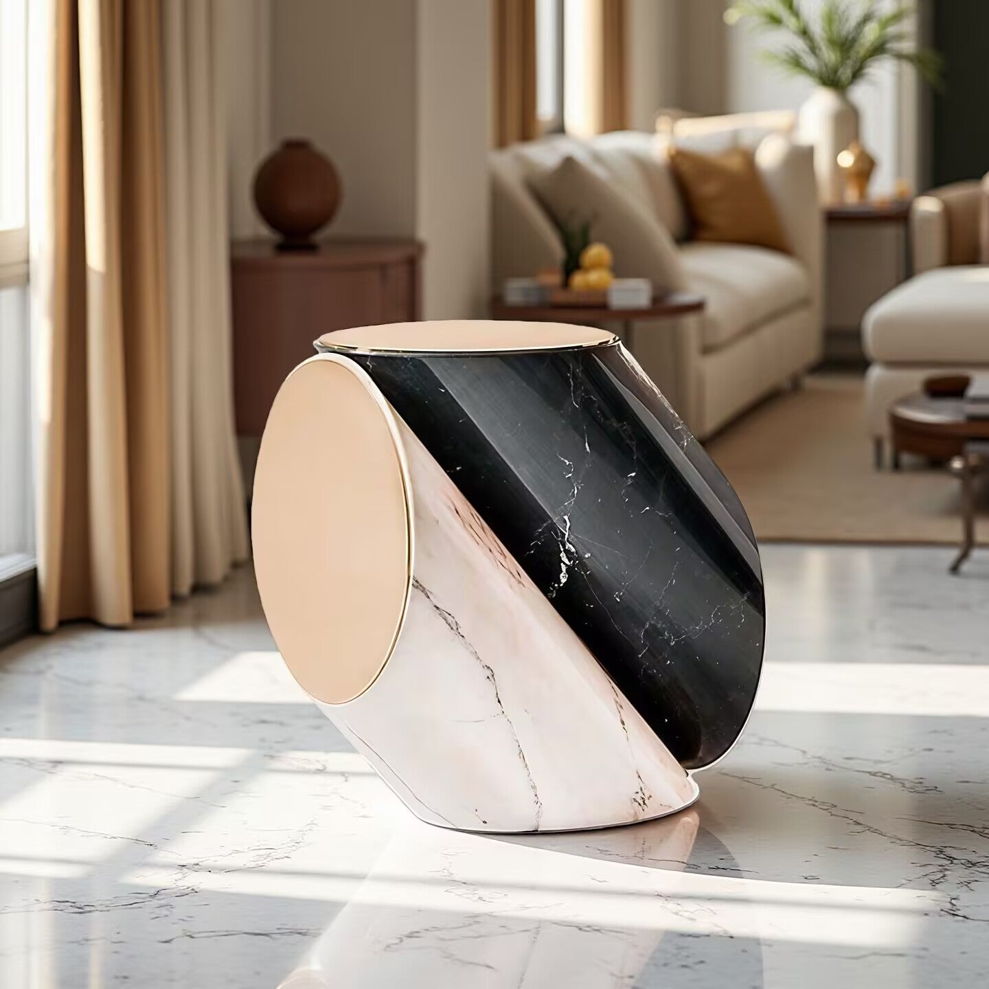 Jacoby High End Designer Metal Artistic Marble Commission Side Table