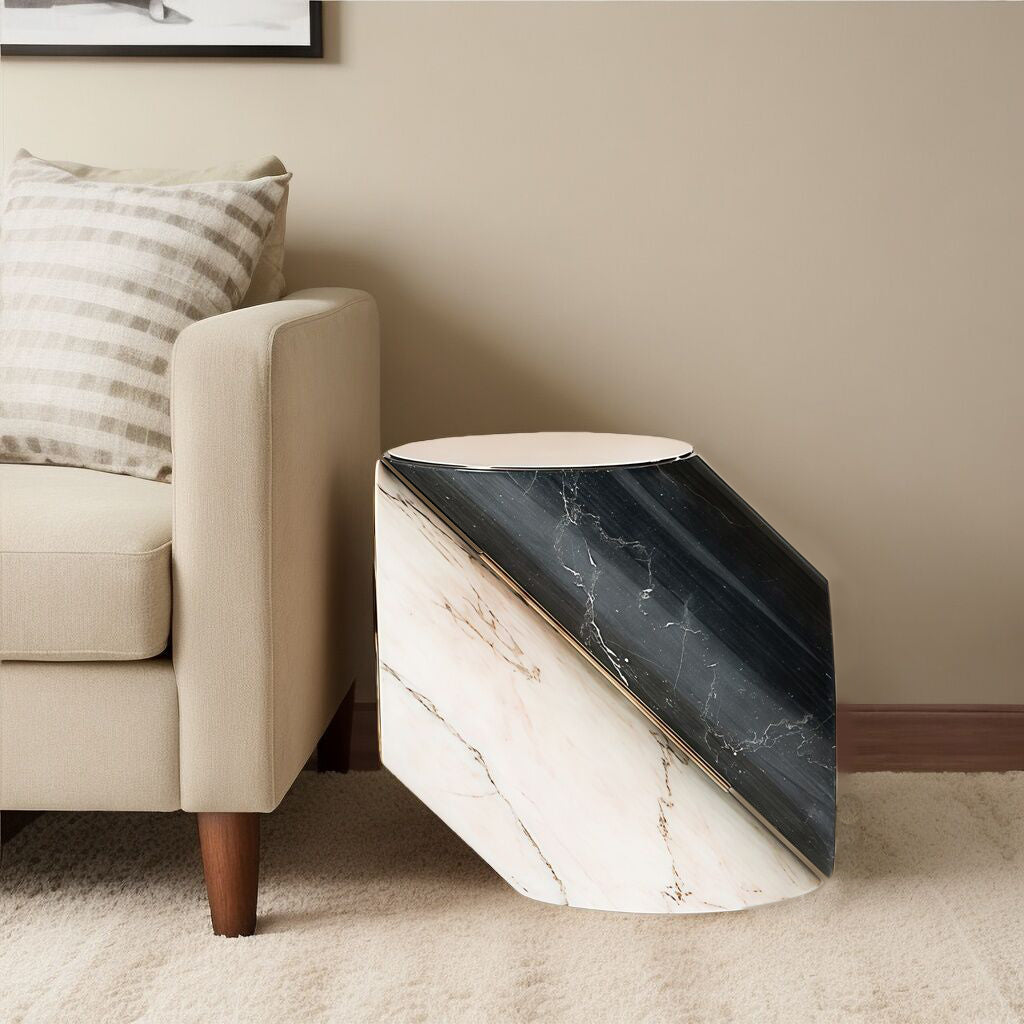 Jacoby High End Designer Metal Artistic Marble Commission Side Table