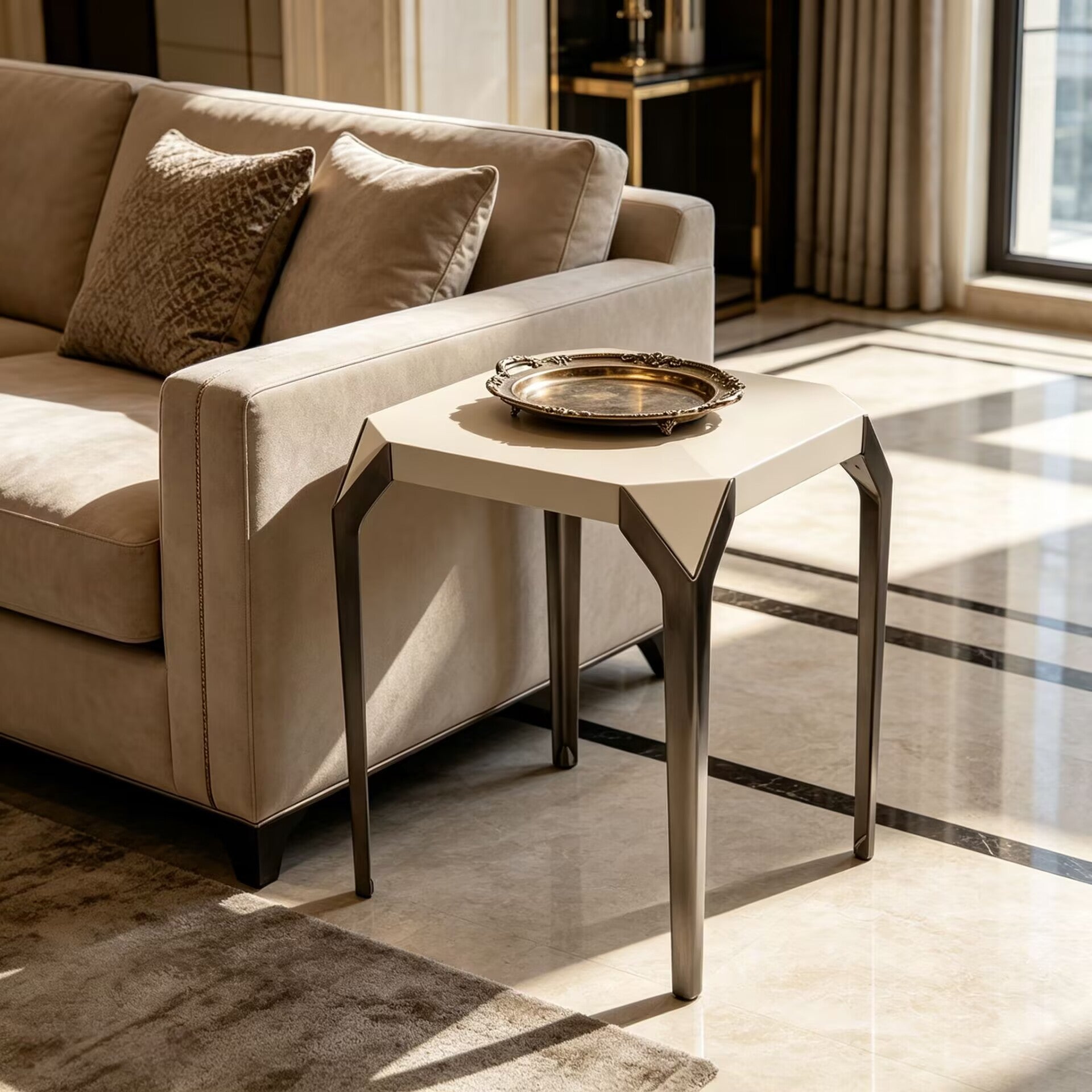 Jamboree Modern Minimalism Living Room Artistic Marble Side Table