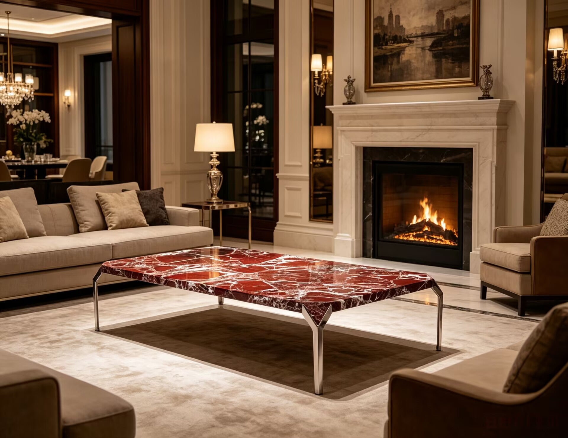 Jamboree Luxury Stainless Steel Creativity Upscale Marble Coffee Table