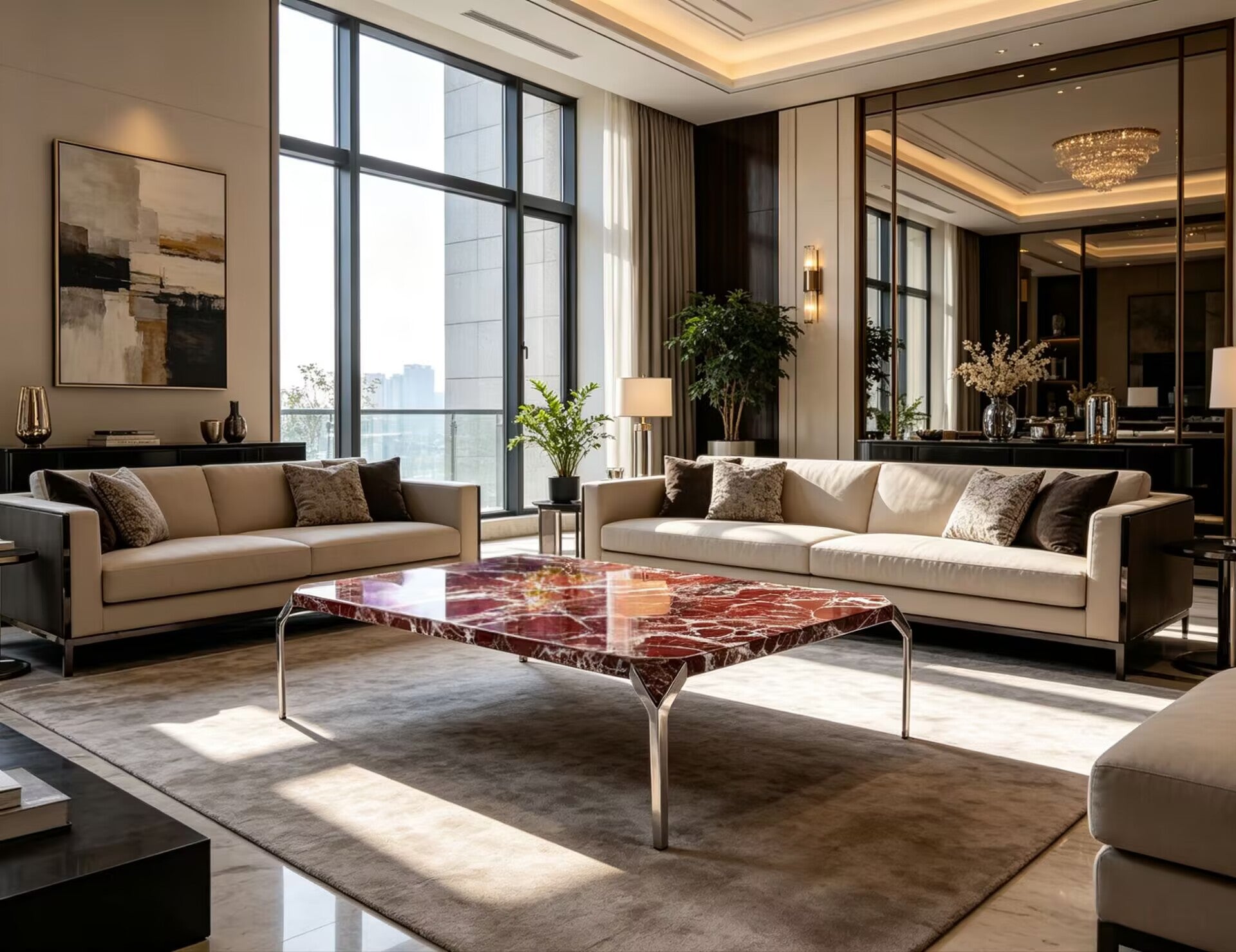 Jamboree Luxury Stainless Steel Creativity Upscale Marble Coffee Table