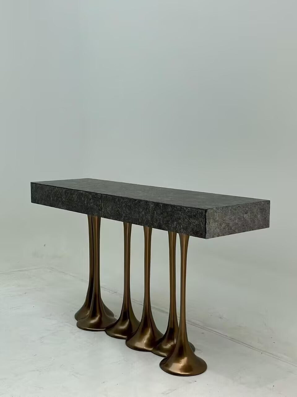 Janus Modern Minimalist Art Pure Copper Solid Wood Entrance Cabinet
