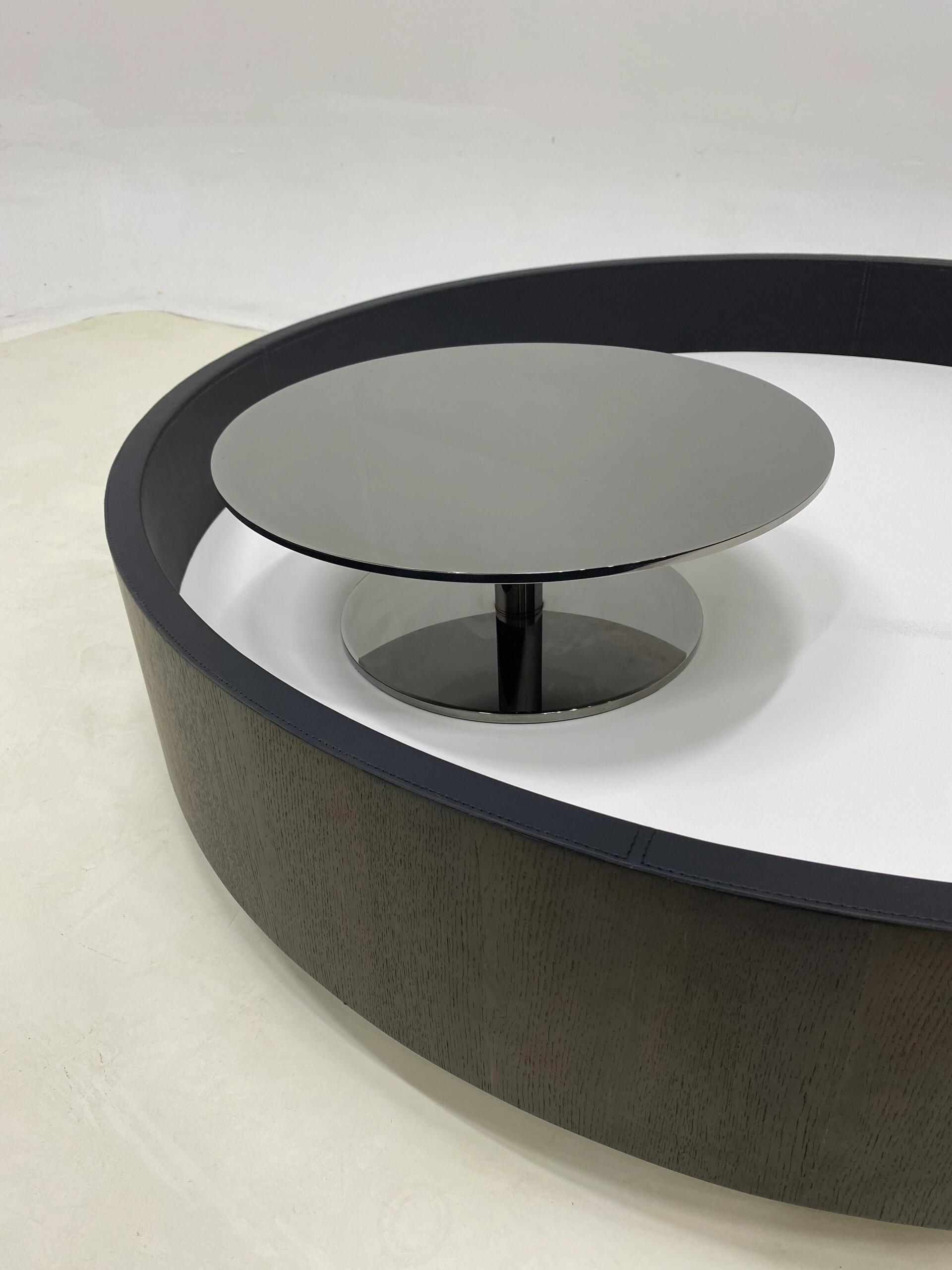 Jeff Modern Artistic Marble Rotatable Metal Round Coffee Table