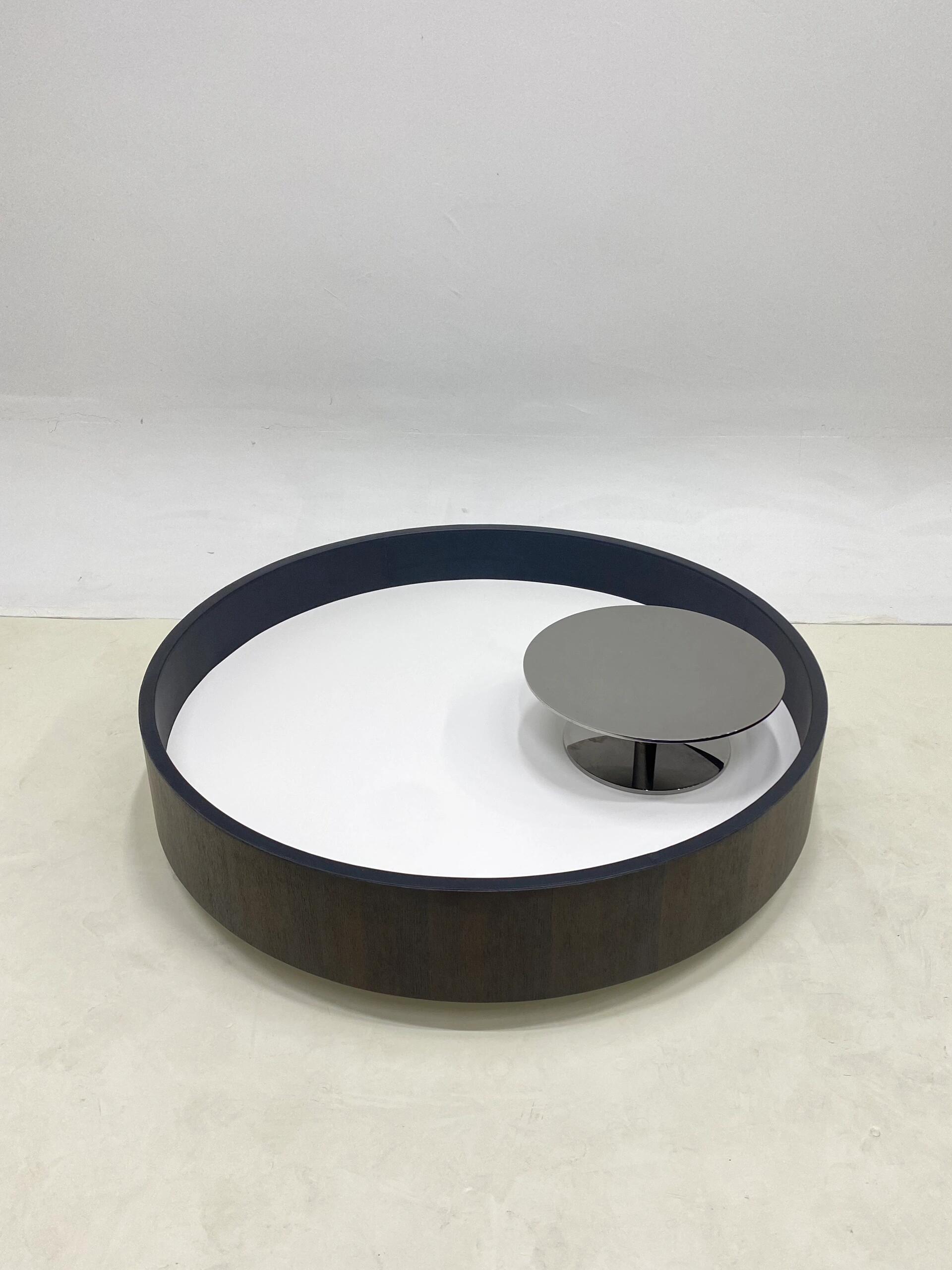Jeff Modern Artistic Marble Rotatable Metal Round Coffee Table