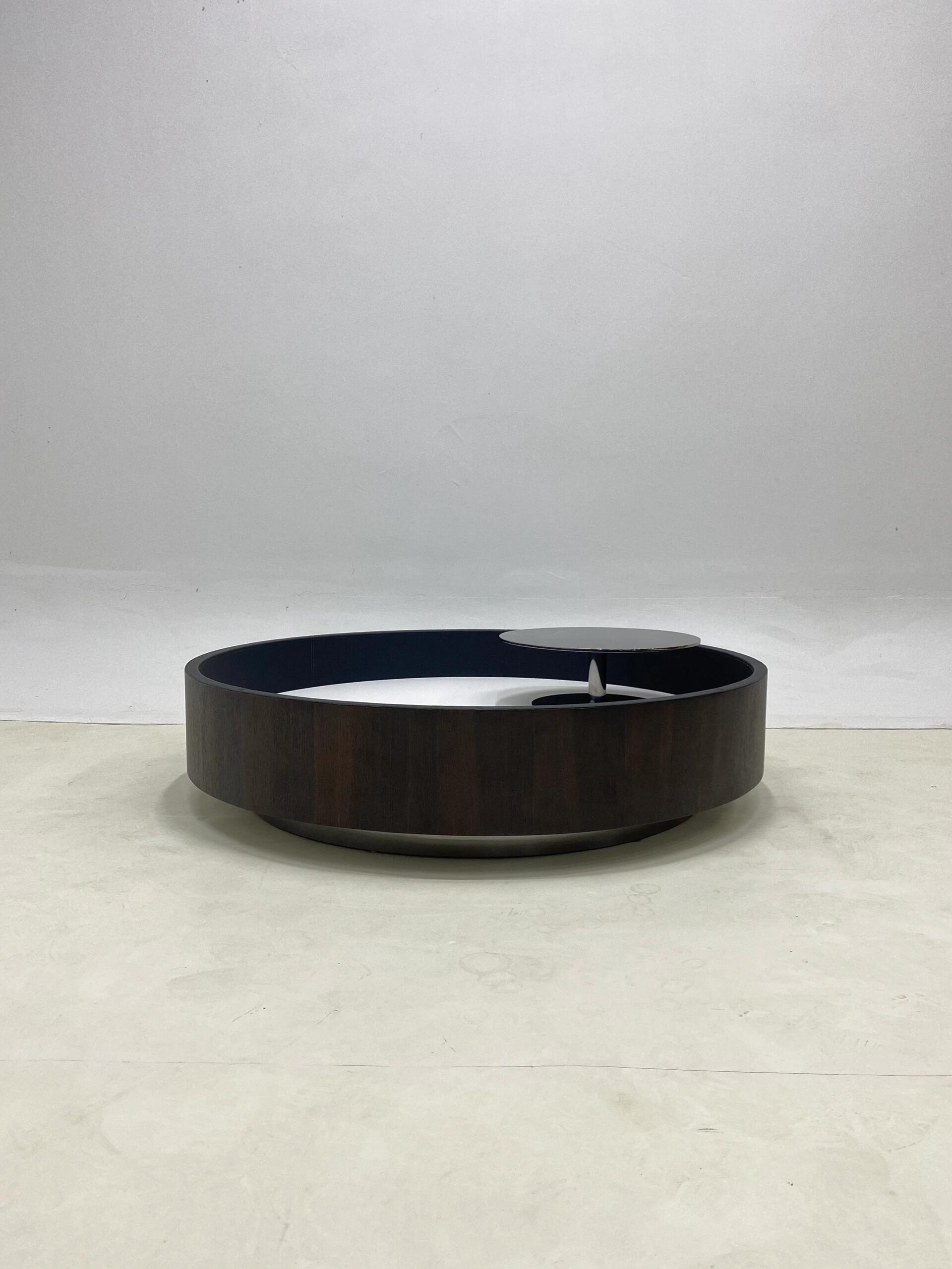 Jeff Modern Artistic Marble Rotatable Metal Round Coffee Table