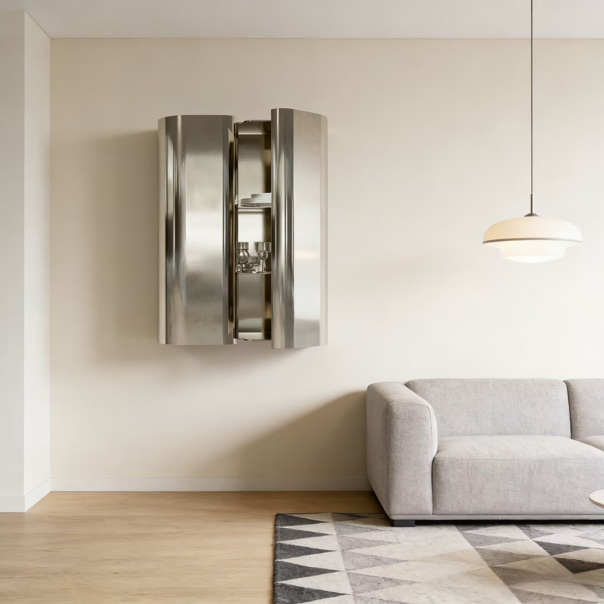 Joris Poggioli Artistic Stainless Steel Customize Suspension Wine Cabinet