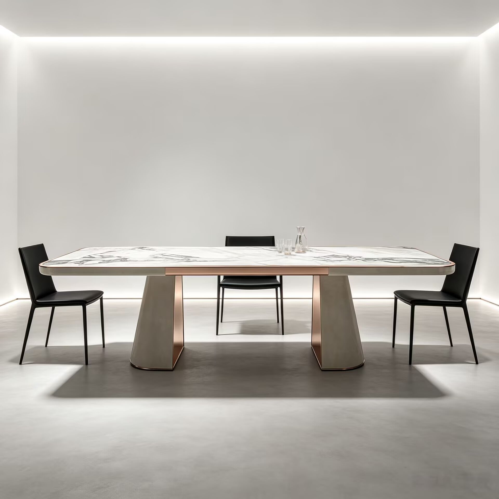 Journey Unique Art Leather High-End Marble Rectangle Dining Table