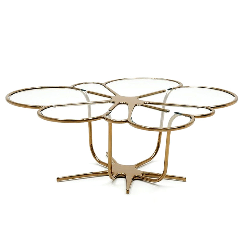 Kanzashi Designer Minimalism Irregular Metal Glass Coffee Table