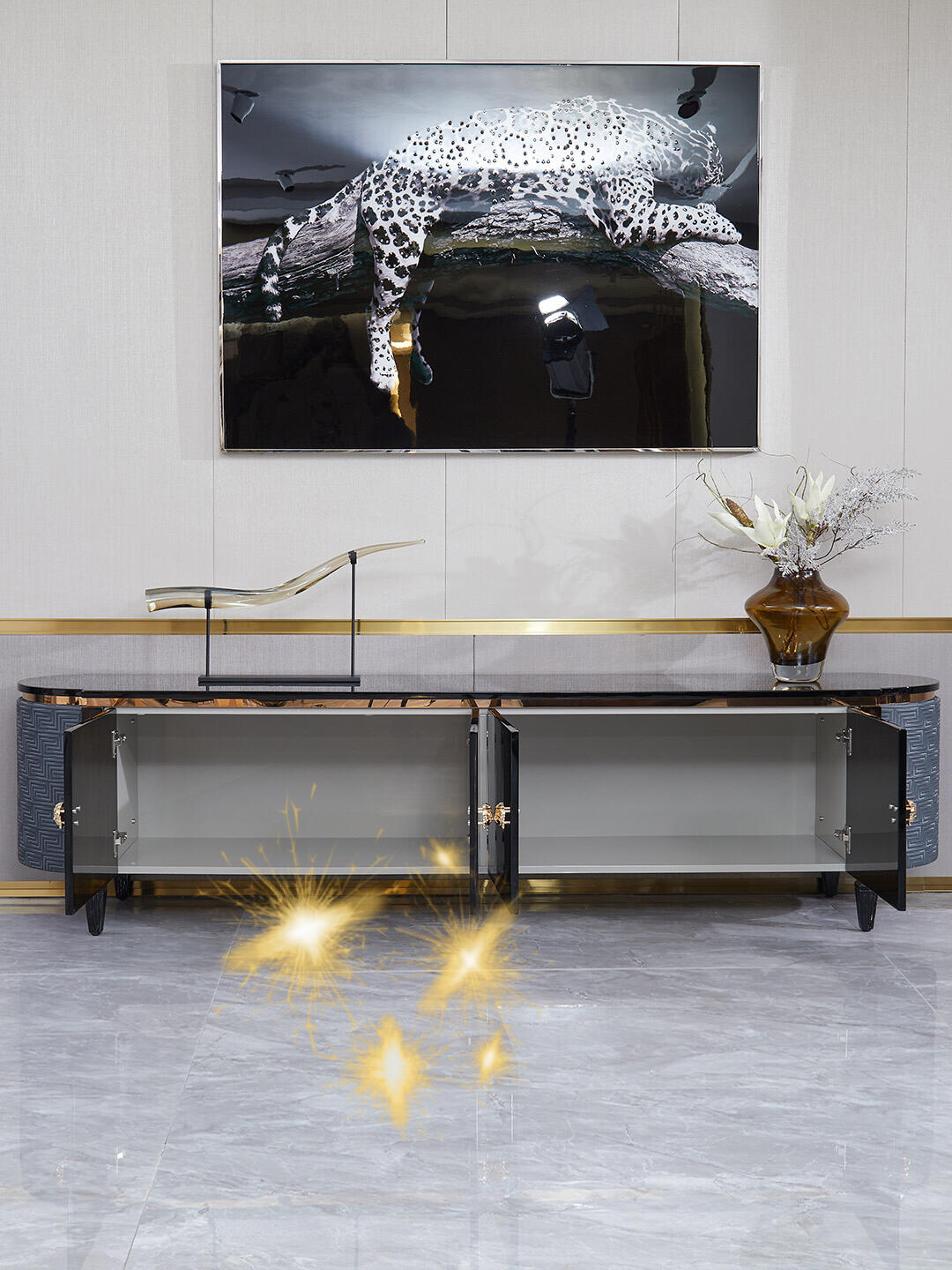 Artistic Minimalist High End Designer Solid Wood Tv Cabinet